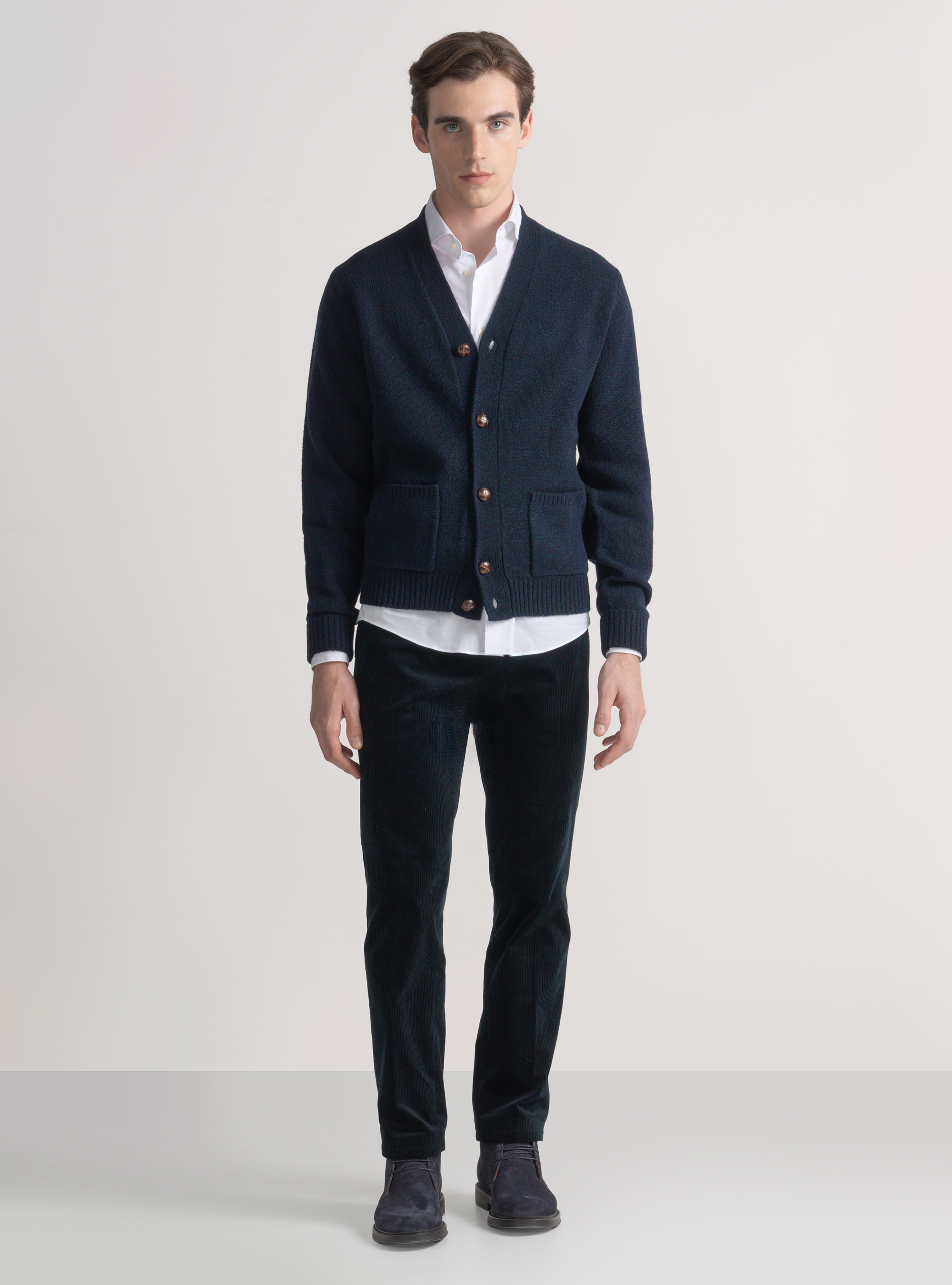 Pantal&oacute;n de terciopelo el&aacute;stico Duca Visconti di Modrone, AZUL MARINO
