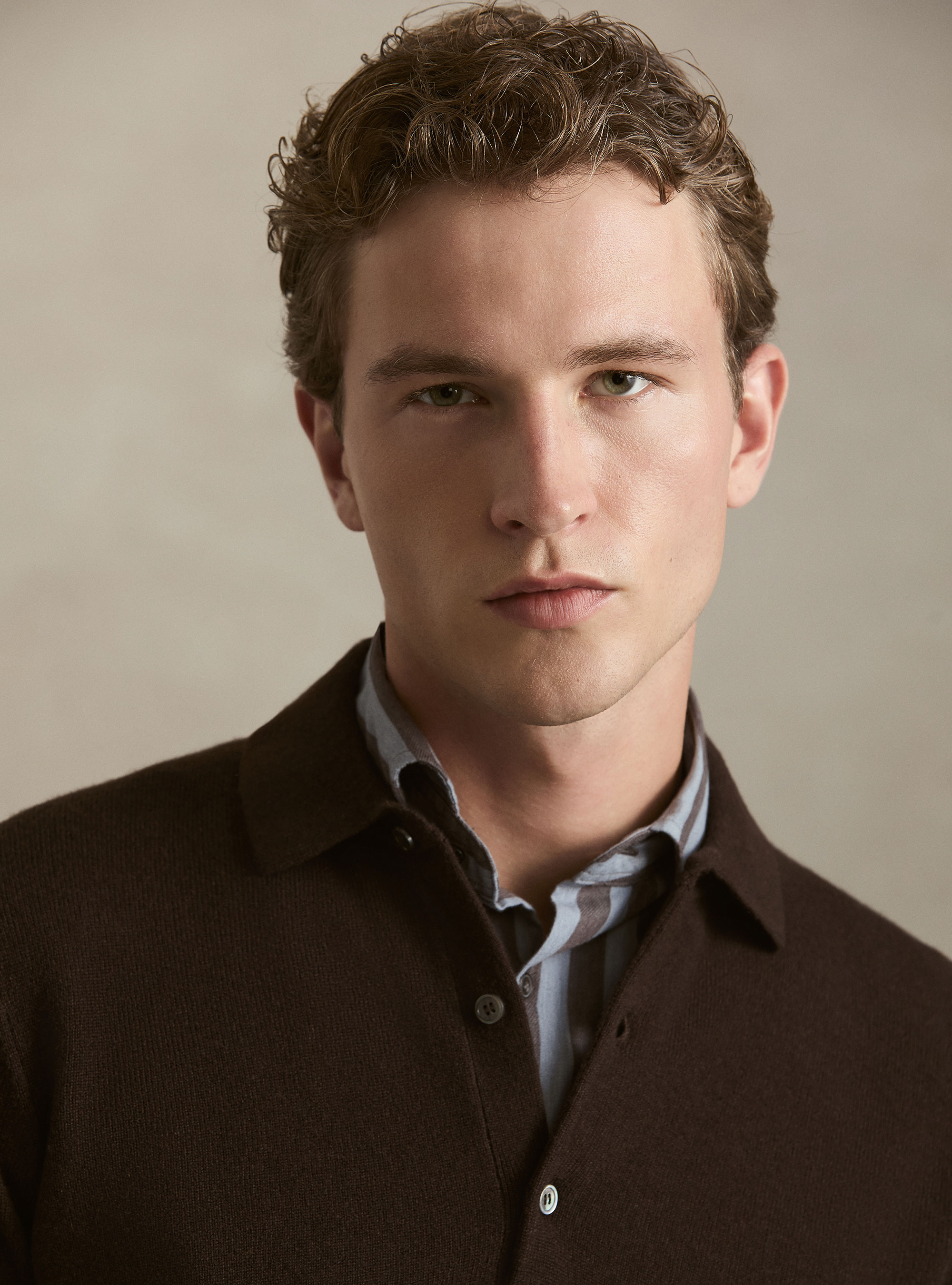 Wool and cashmere knitted polo, BROWN