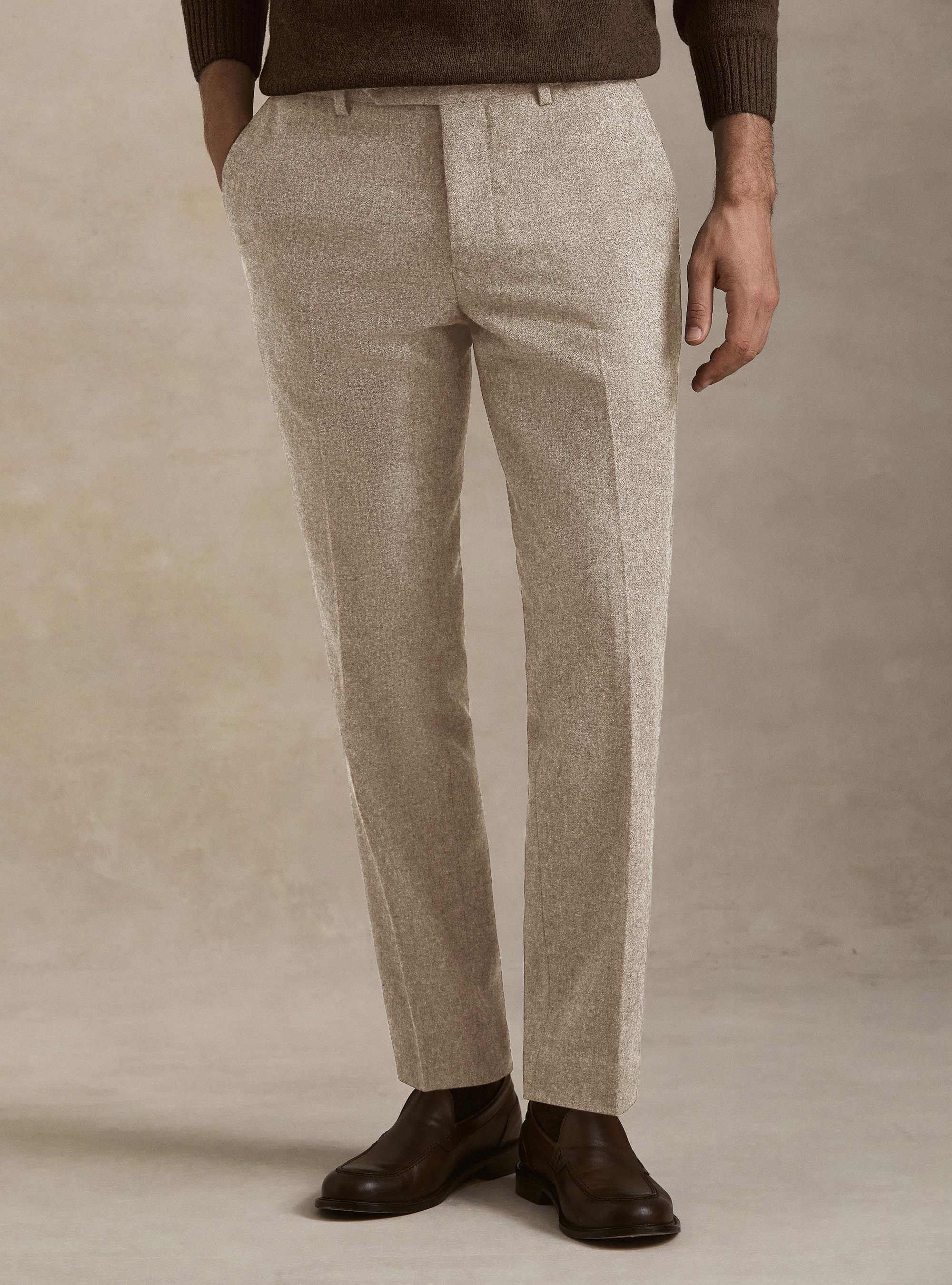 Pantaloni in flanella misto lana, SABBIA