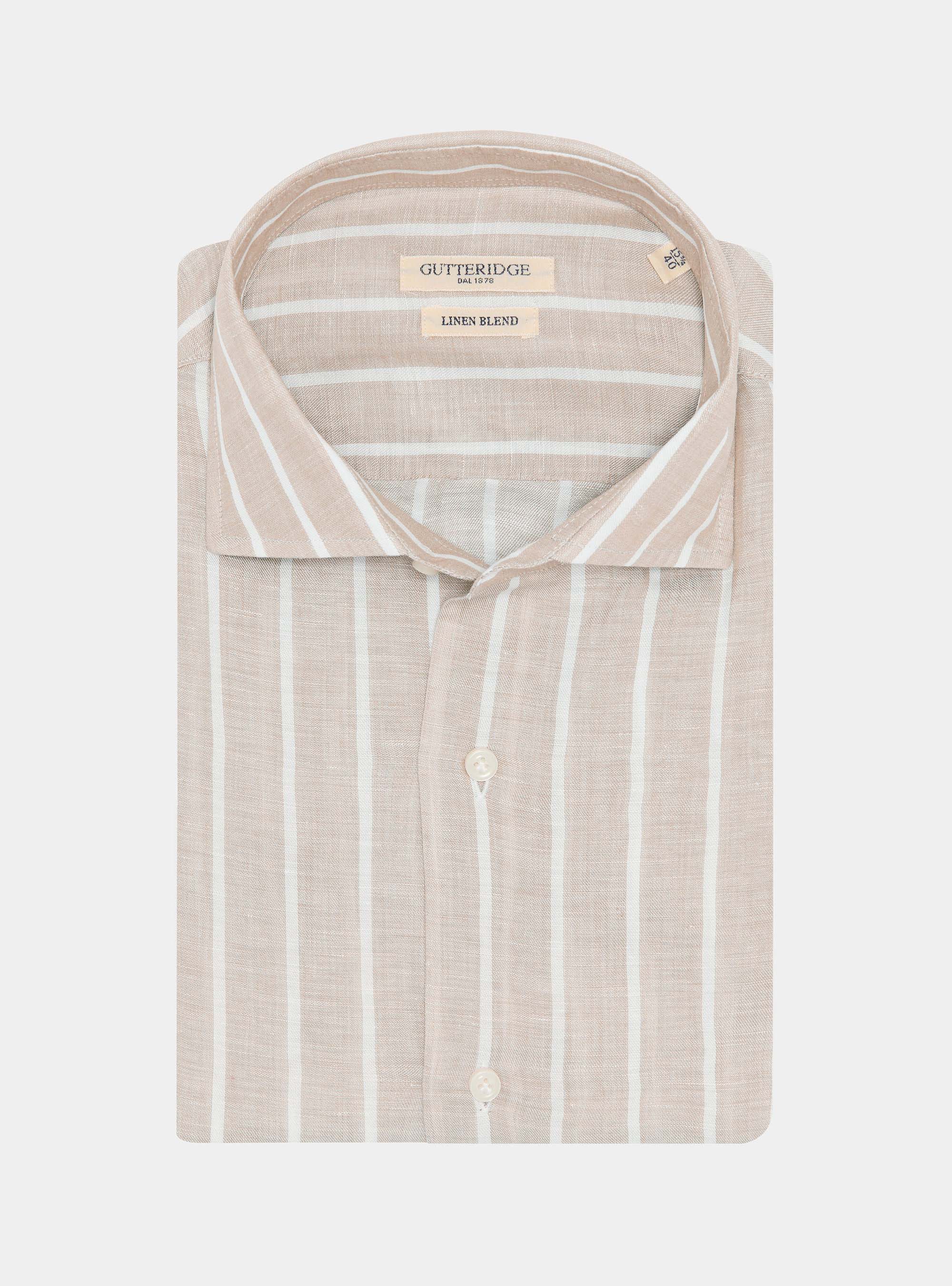 Linen blend striped shirt, SAND