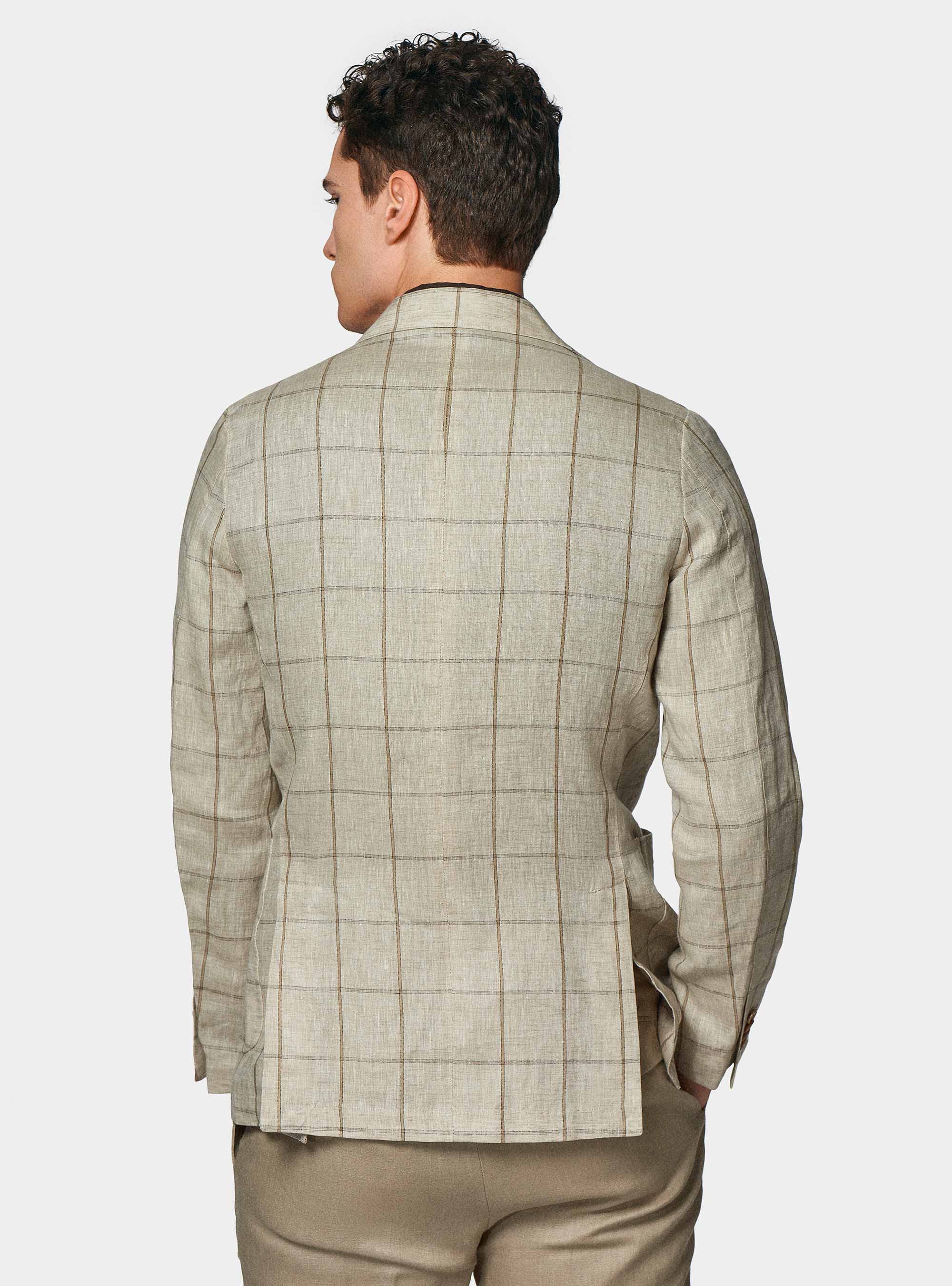 Fancy blazer in delav&eacute; linen, SAND