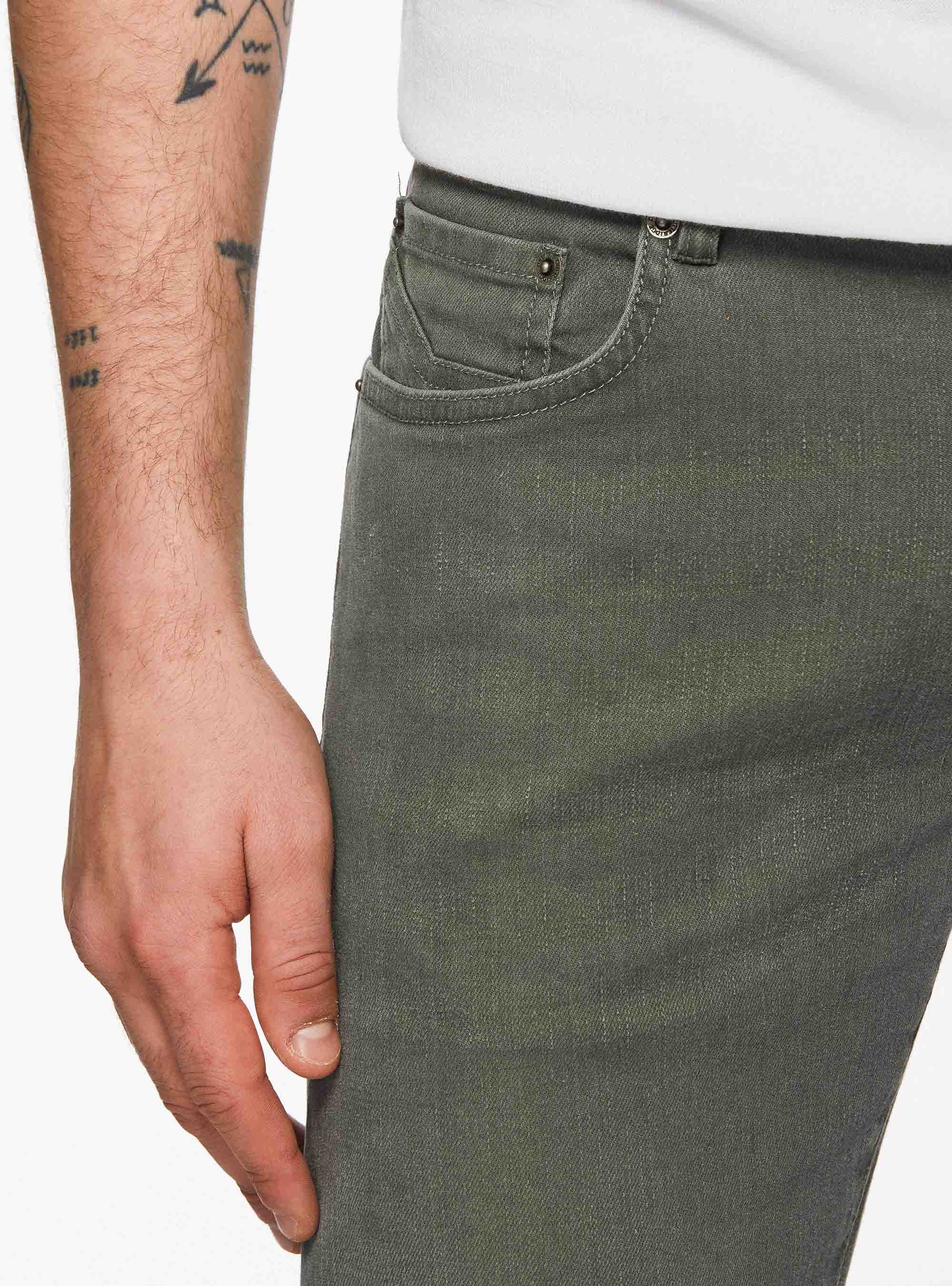 Pantaloni colorati in cotone stretch, SALVIA 0602C