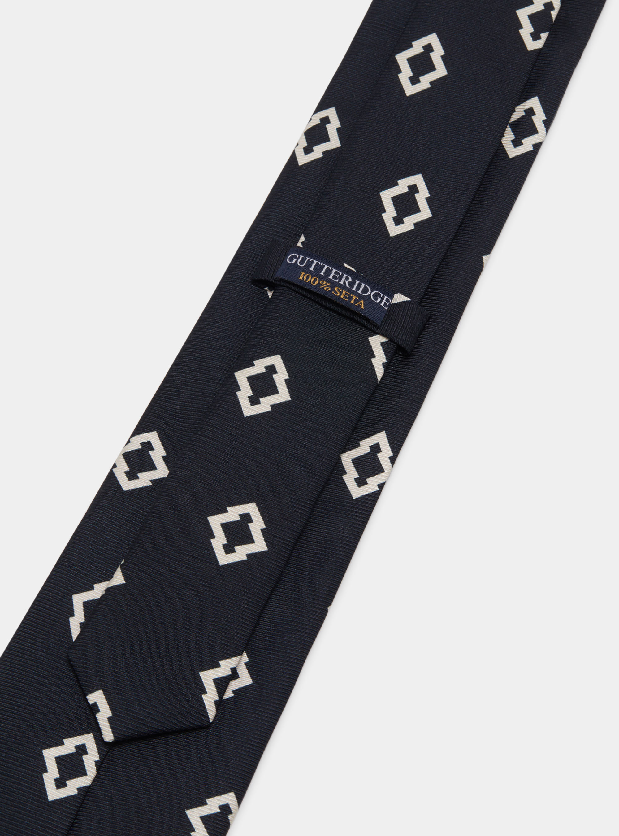 Corbata de seda con estampado &eacute;tnico, AZUL MARINO