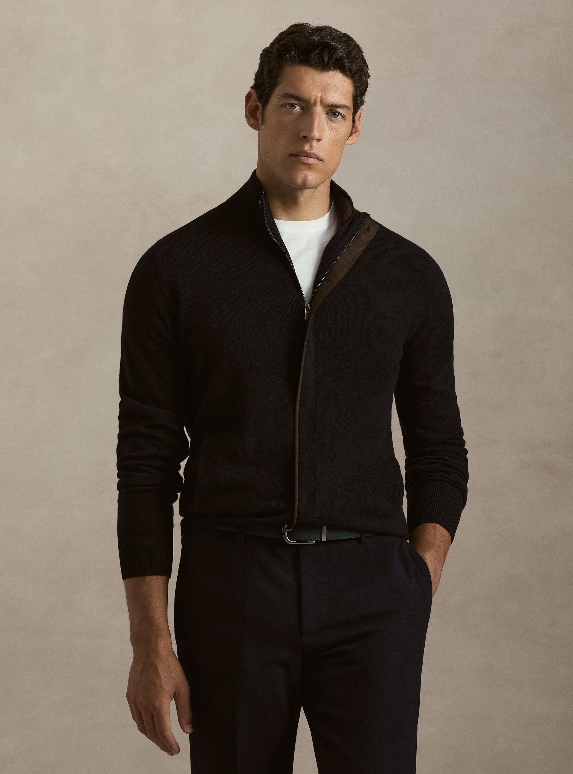 Cardigan mit Rei&szlig;verschluss aus Lambswool und Kaschmir, NAVY 0218C