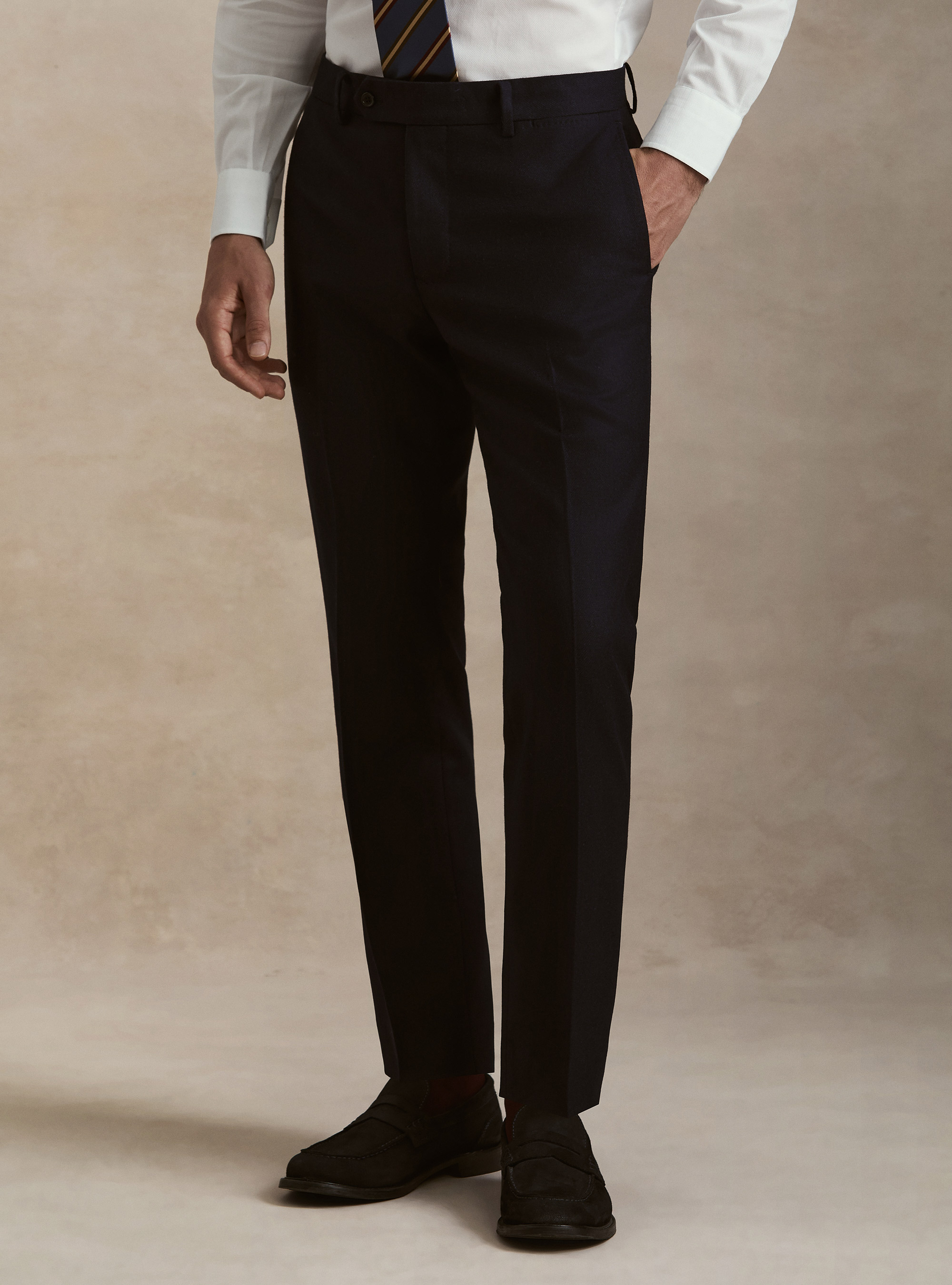 Wool blend flannel trousers, NAVY BLUE