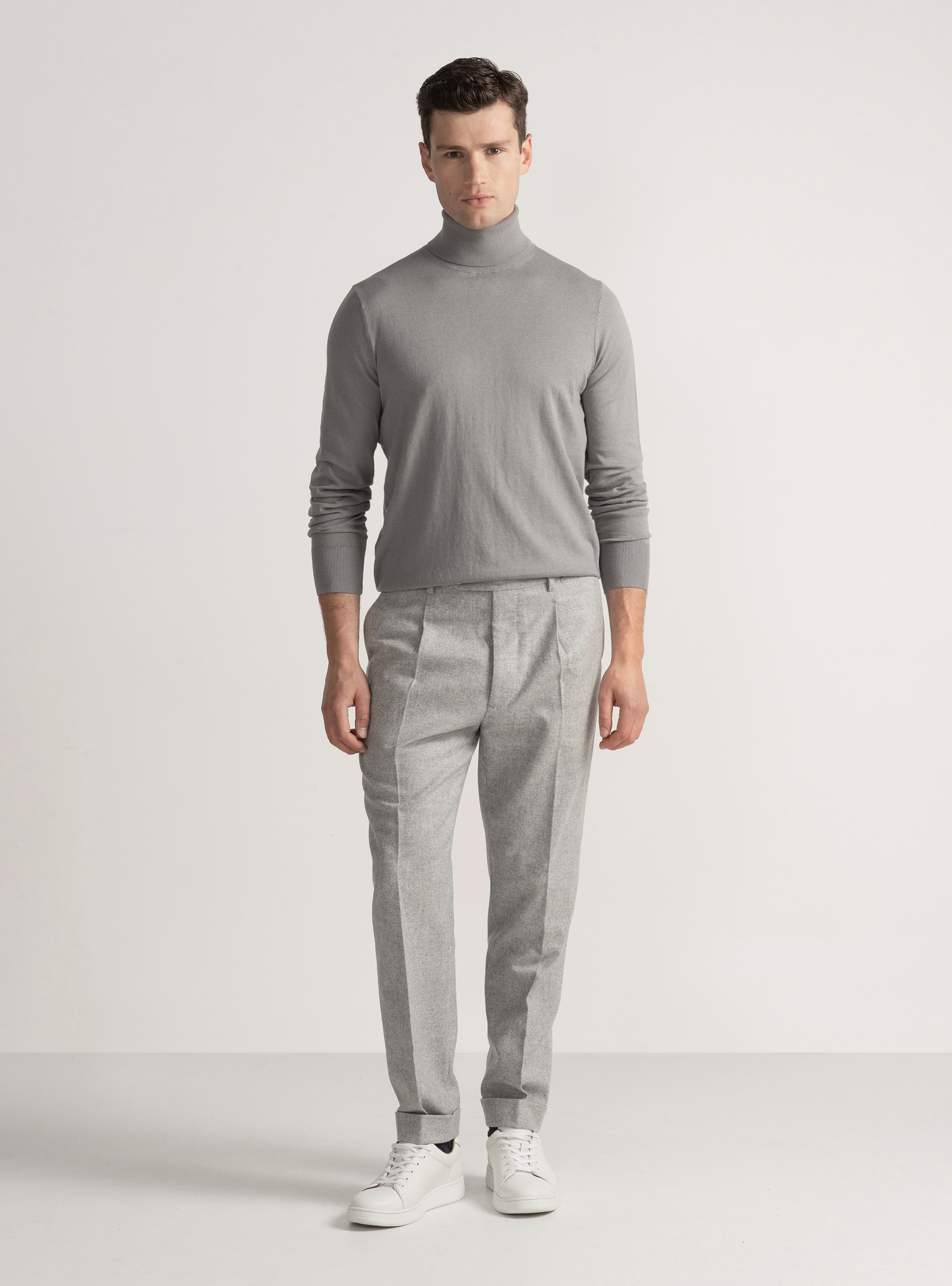 Dolcevita in cotone seta e cashmere, GRIGIO CHIARO