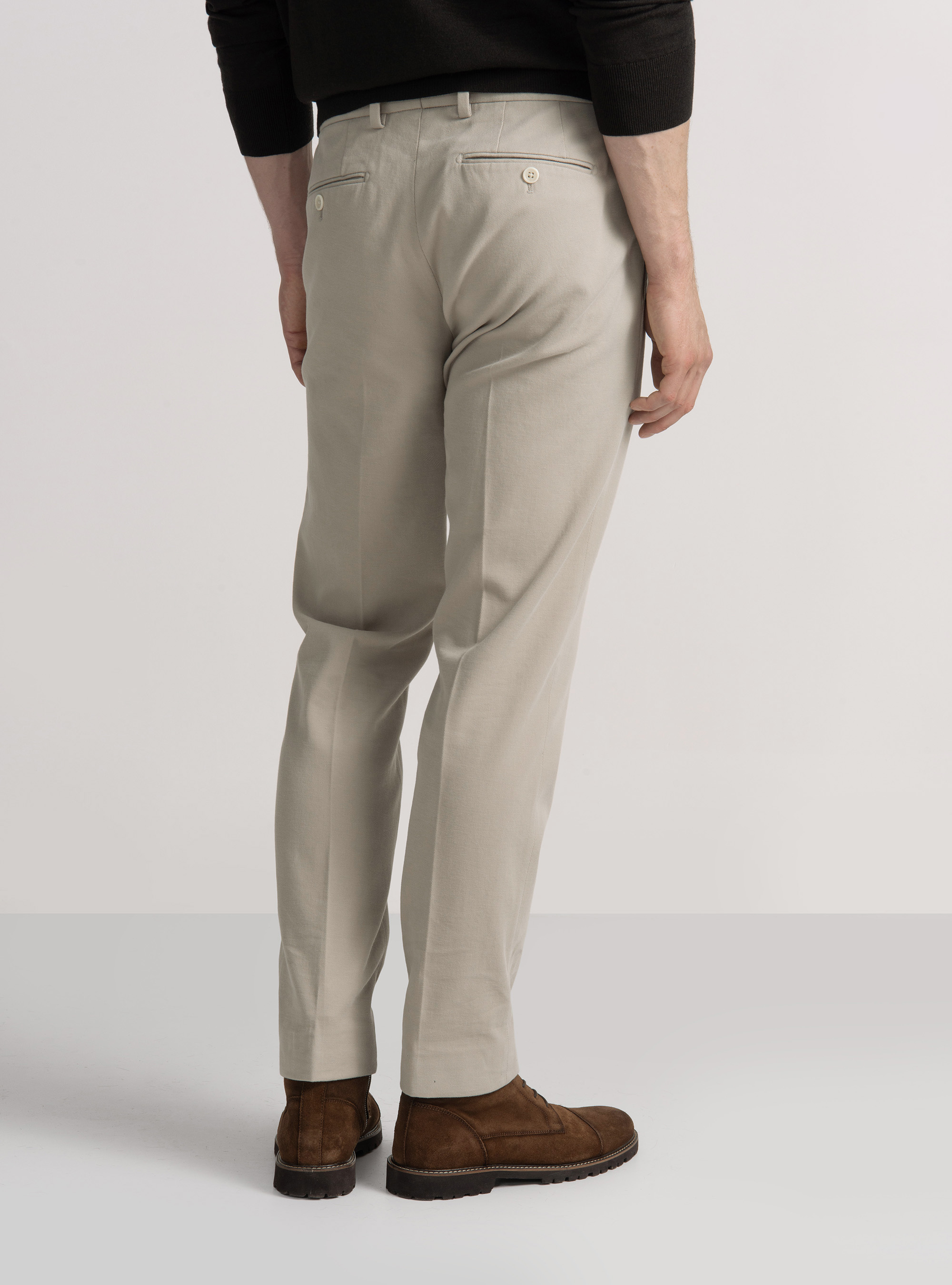Pantal&oacute;n de sarga de algod&oacute;n y cachemira, CRUDO