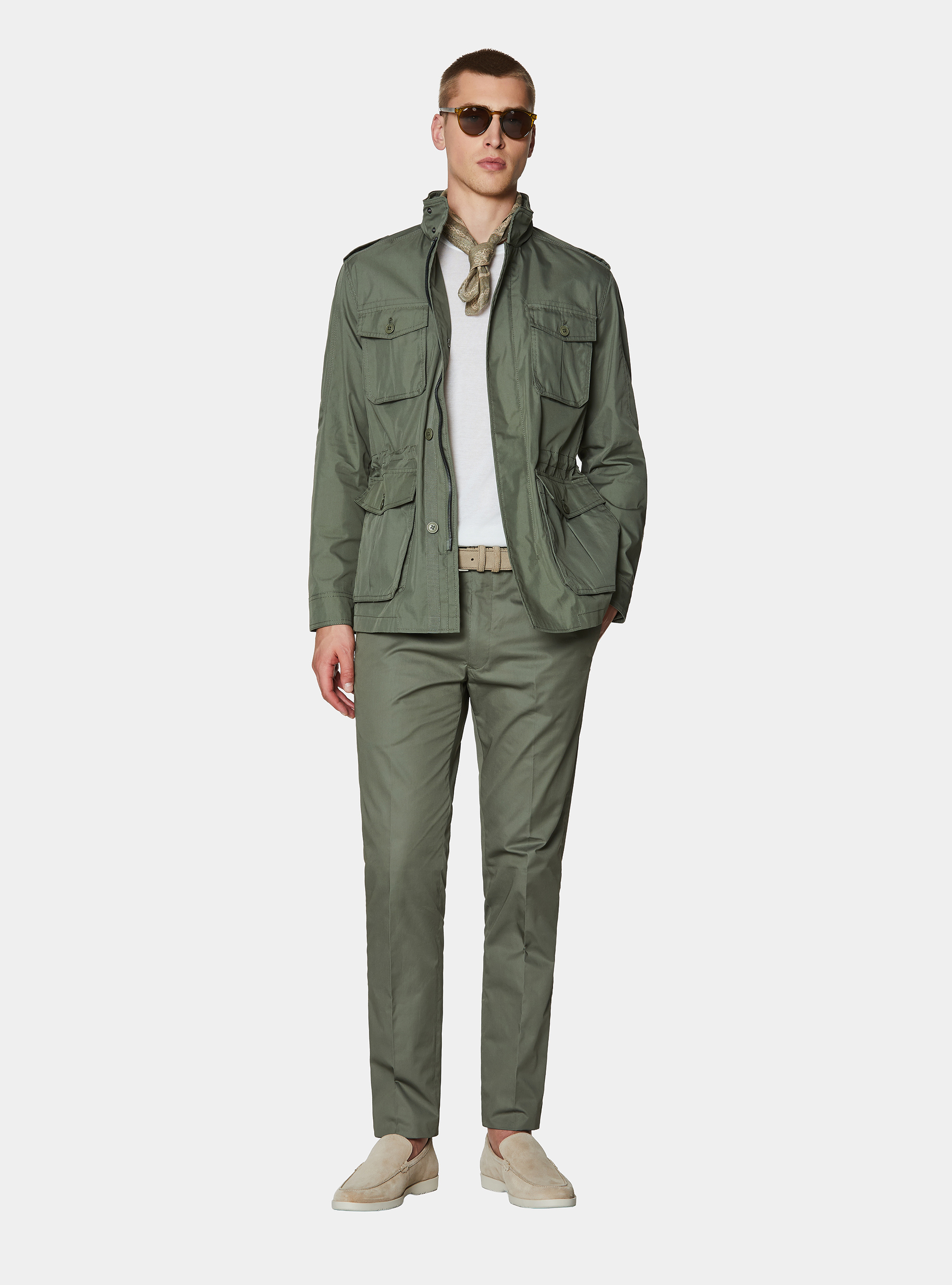 Field jacket en sarga de mezcla de algod&oacute;n, SALVIA 0602C