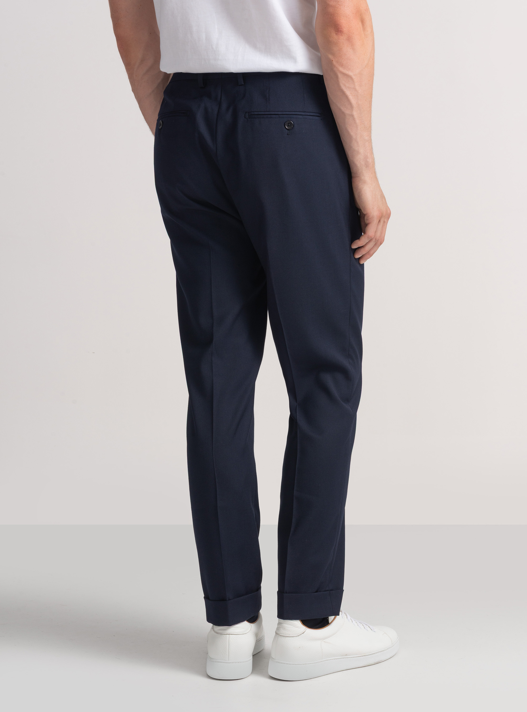Pantalon classique &agrave; pinces, BLEU MARINE