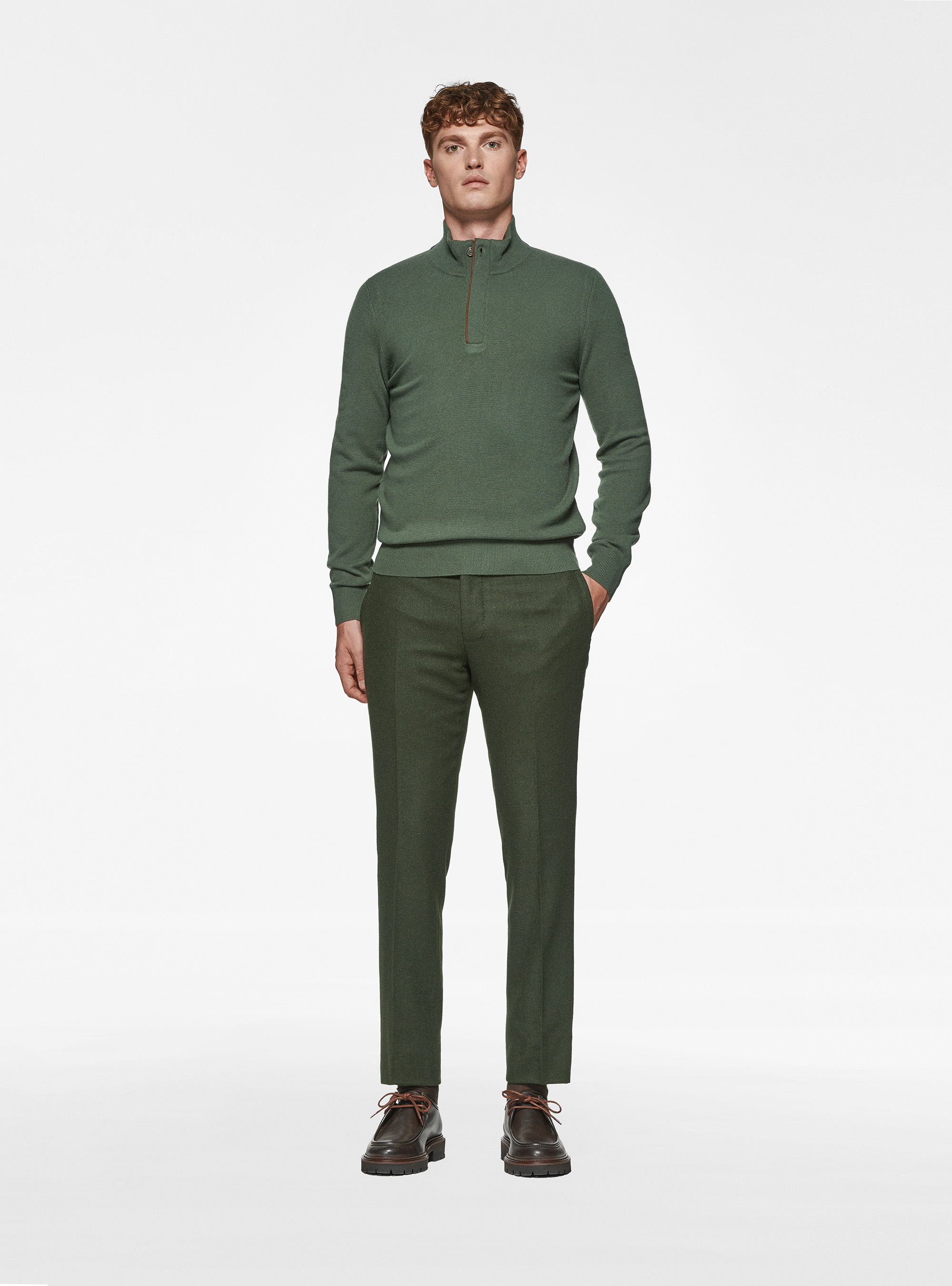 Flannel trousers, GREEN