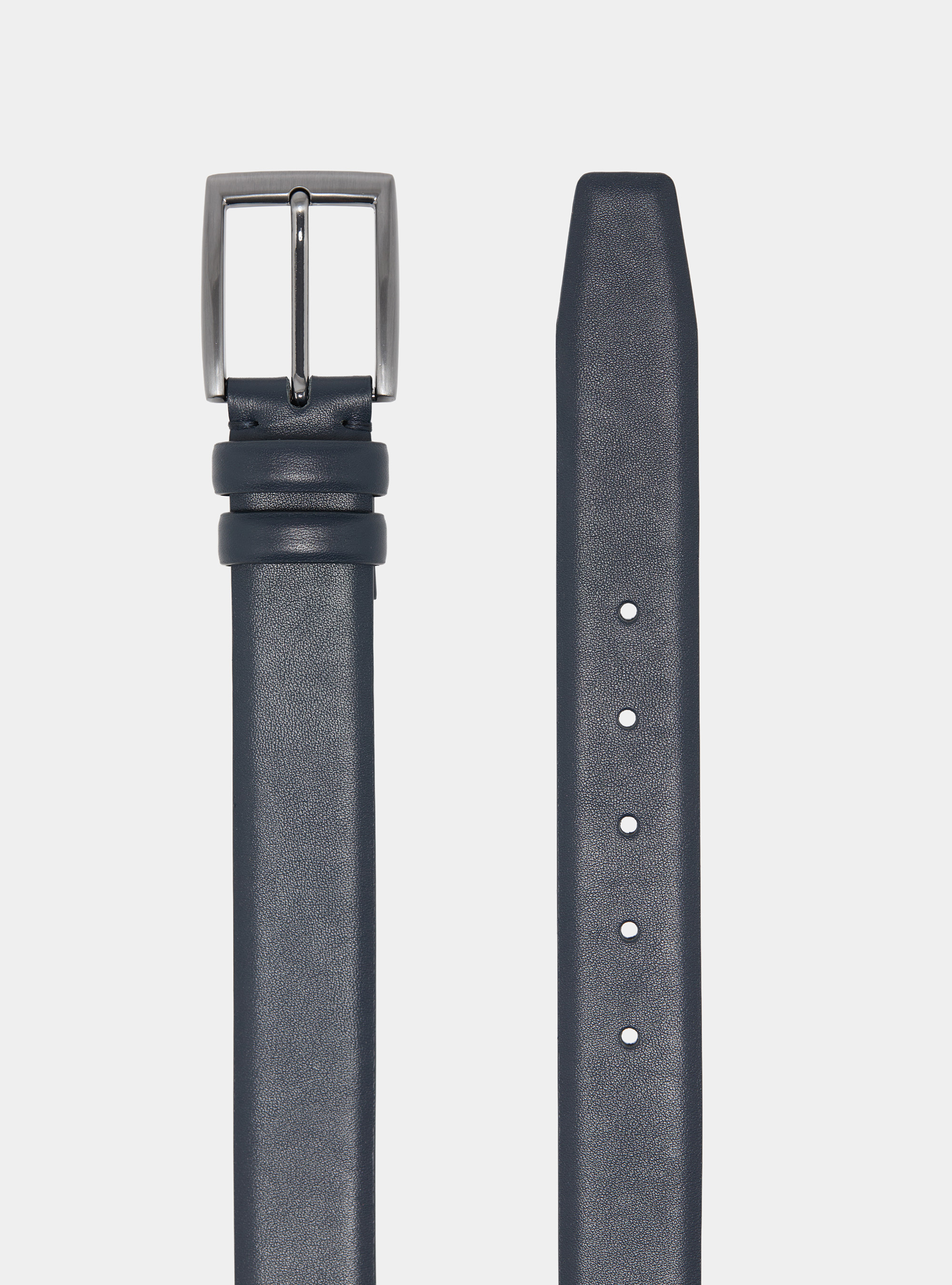 Leather belt, NAVY BLUE