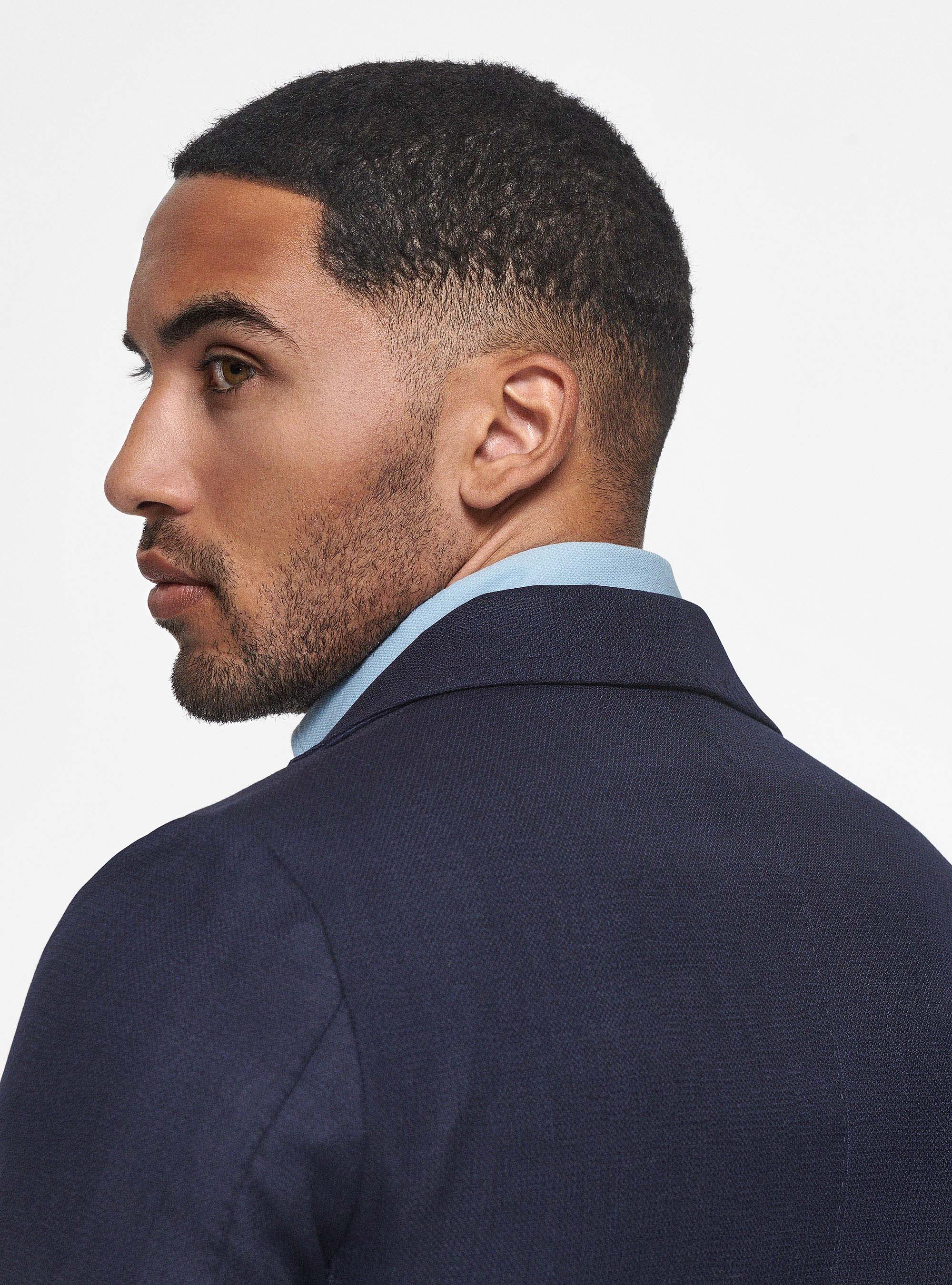 Giacca in lana micro texture, BLU NAVY