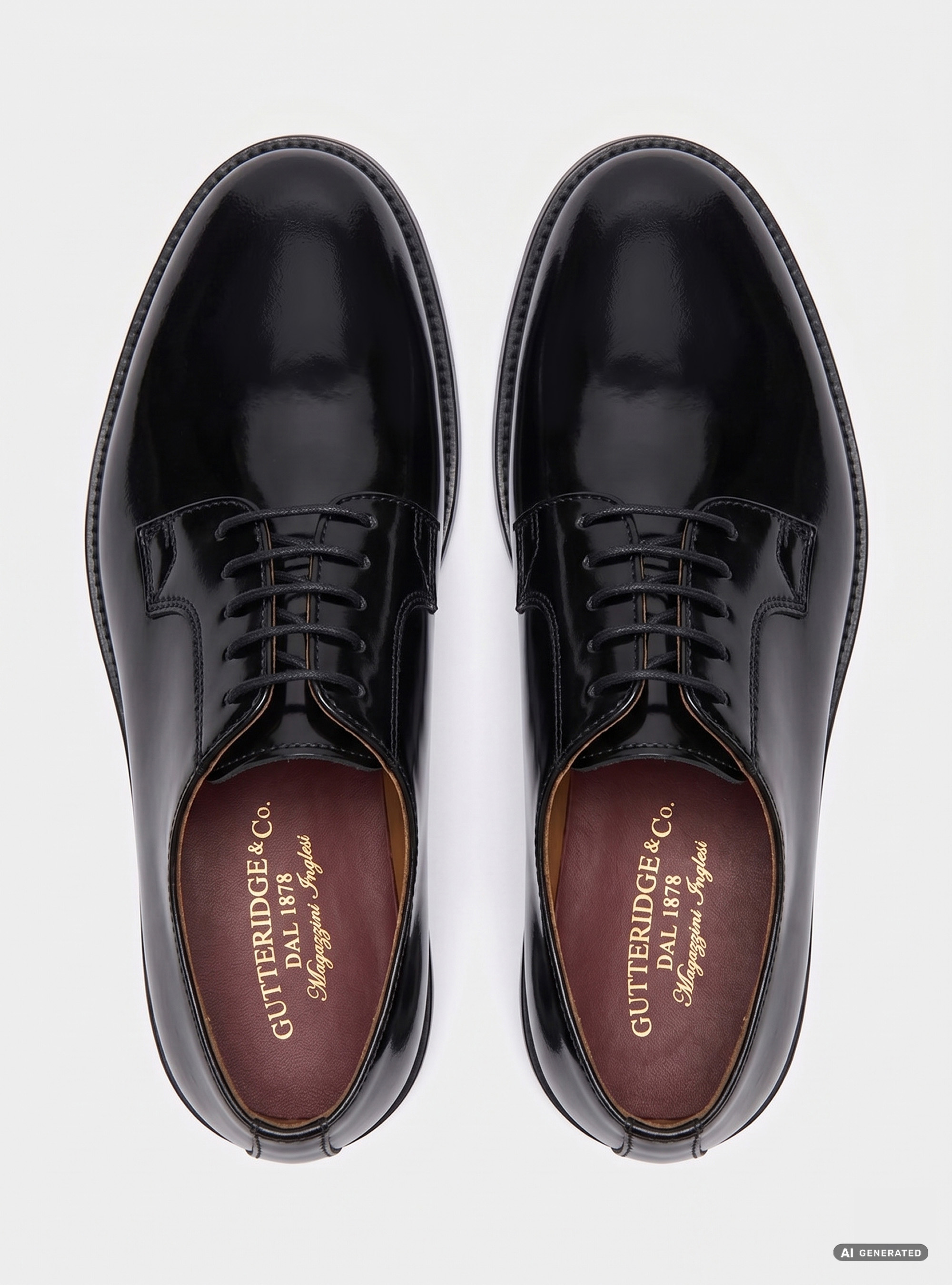 Derbies &agrave; lacets en cuir poli, NOIR