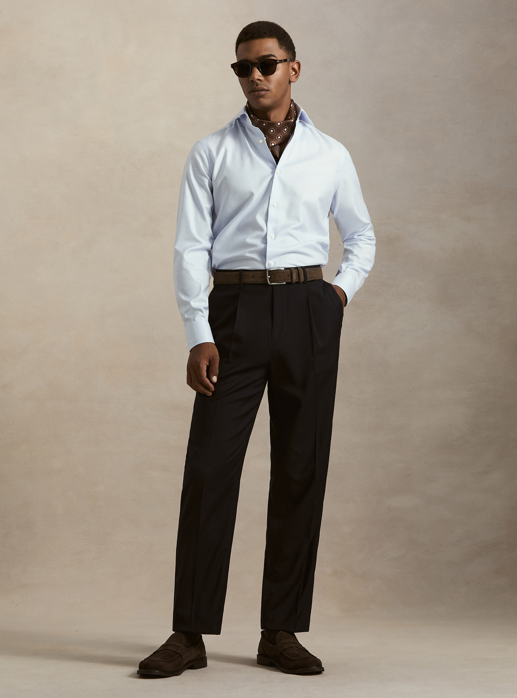 Pantalon large &agrave; pinces, BLEU MARINE