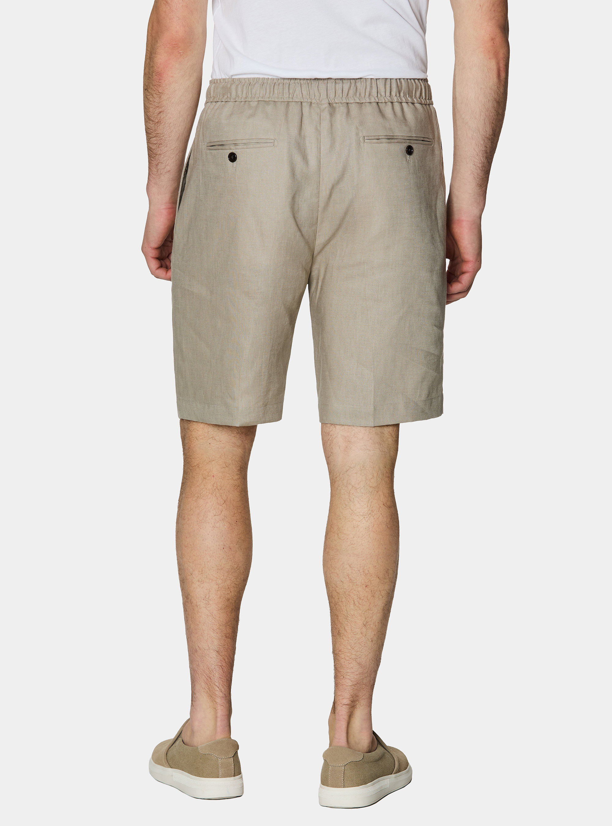 Linen Bermuda shorts with drawstring, SAND