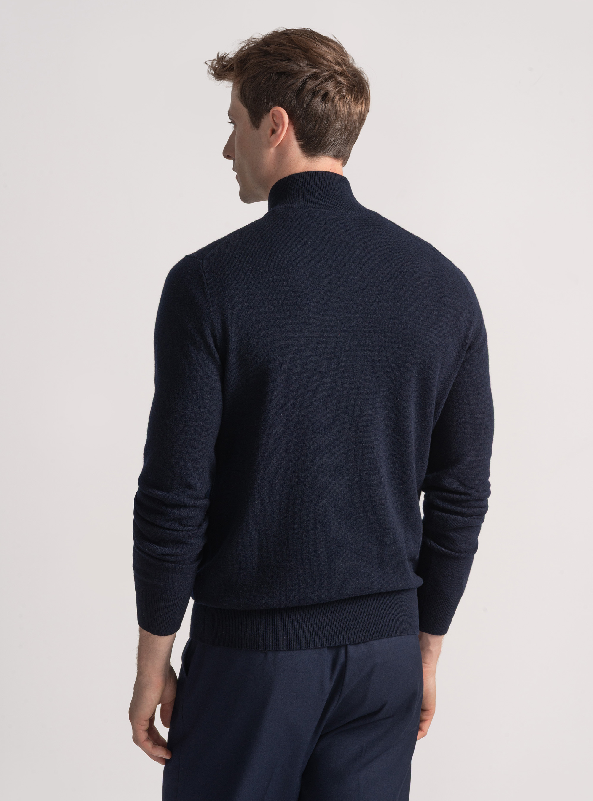 Strickjacke mit Rei&szlig;verschluss aus Lambswool und Kaschmir, NAVY 0218C