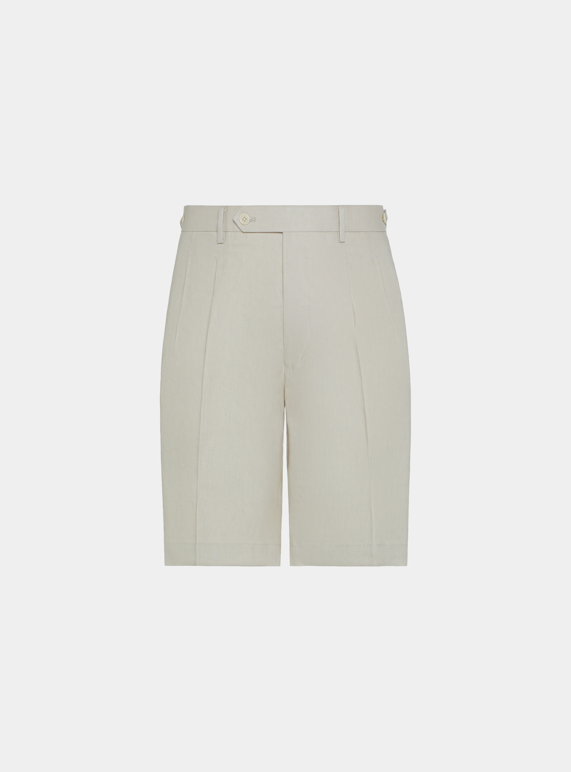 Linen Bermuda shorts with pleats, ECRU