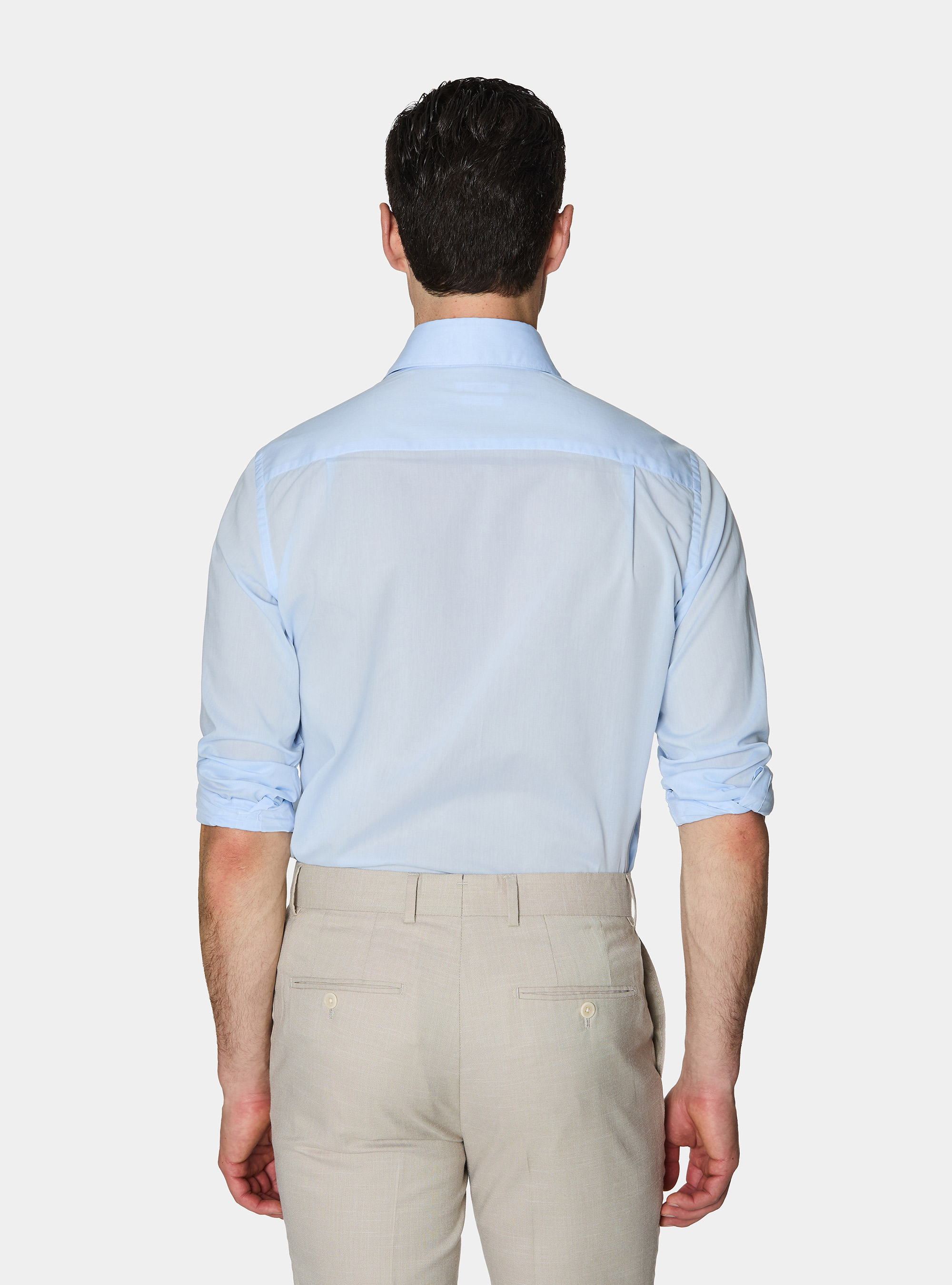 Camicia in cotone con paramontura, AZZURRO