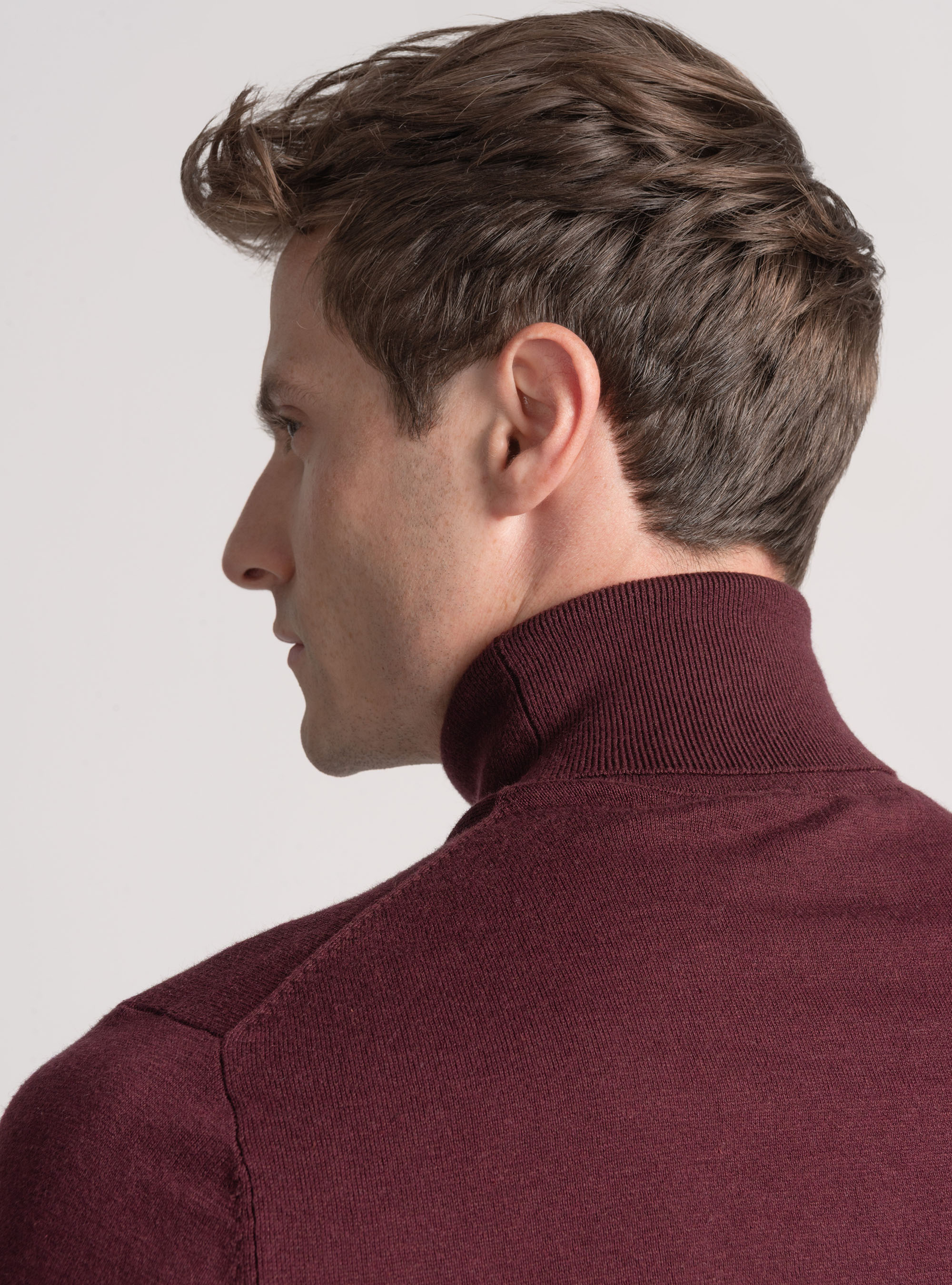 Dolcevita in cotone seta e cashmere, BORDEAUX