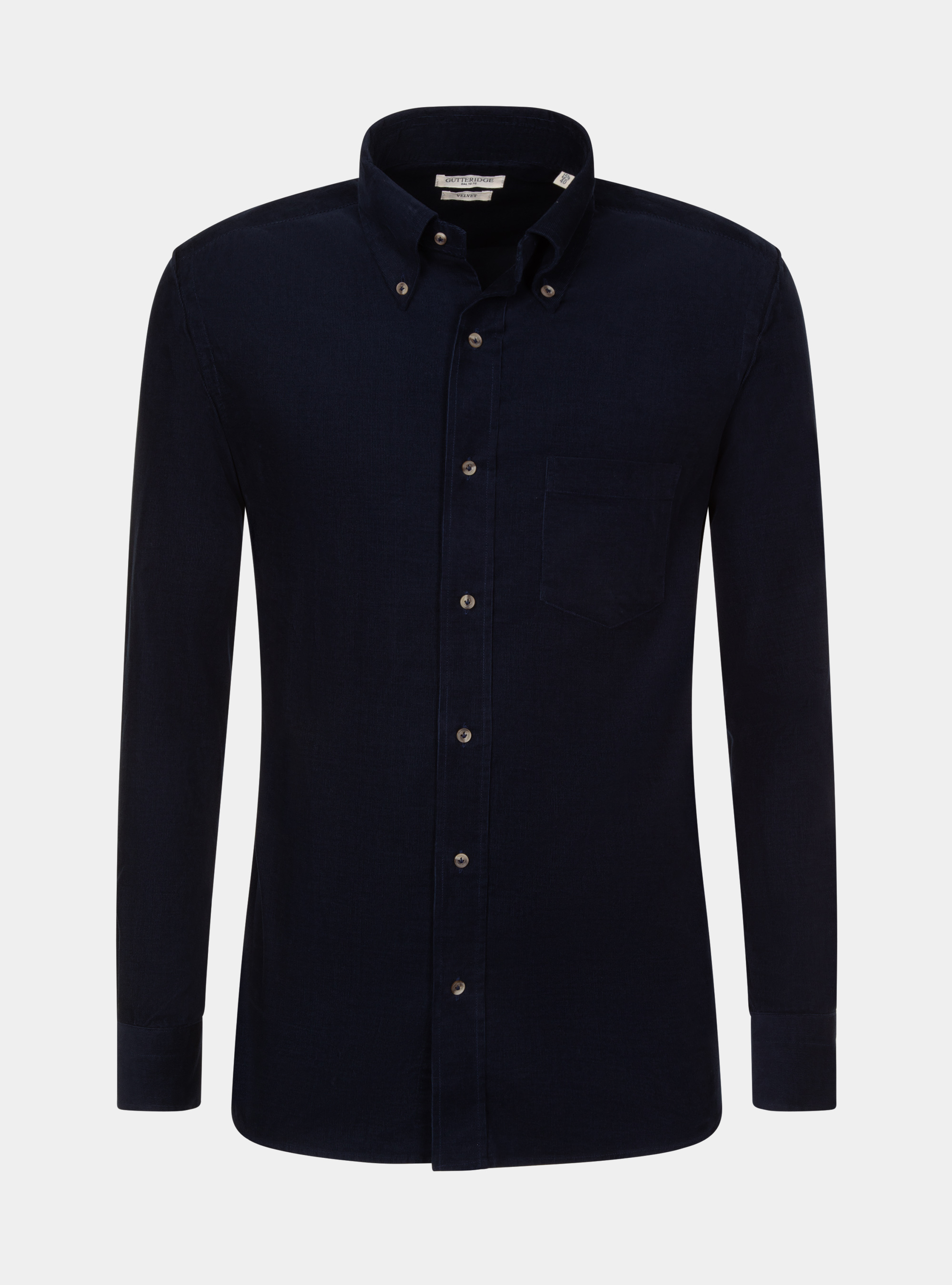 Hemd mit Button-Down-Kragen aus Baumwollsamt, NAVY 0218C