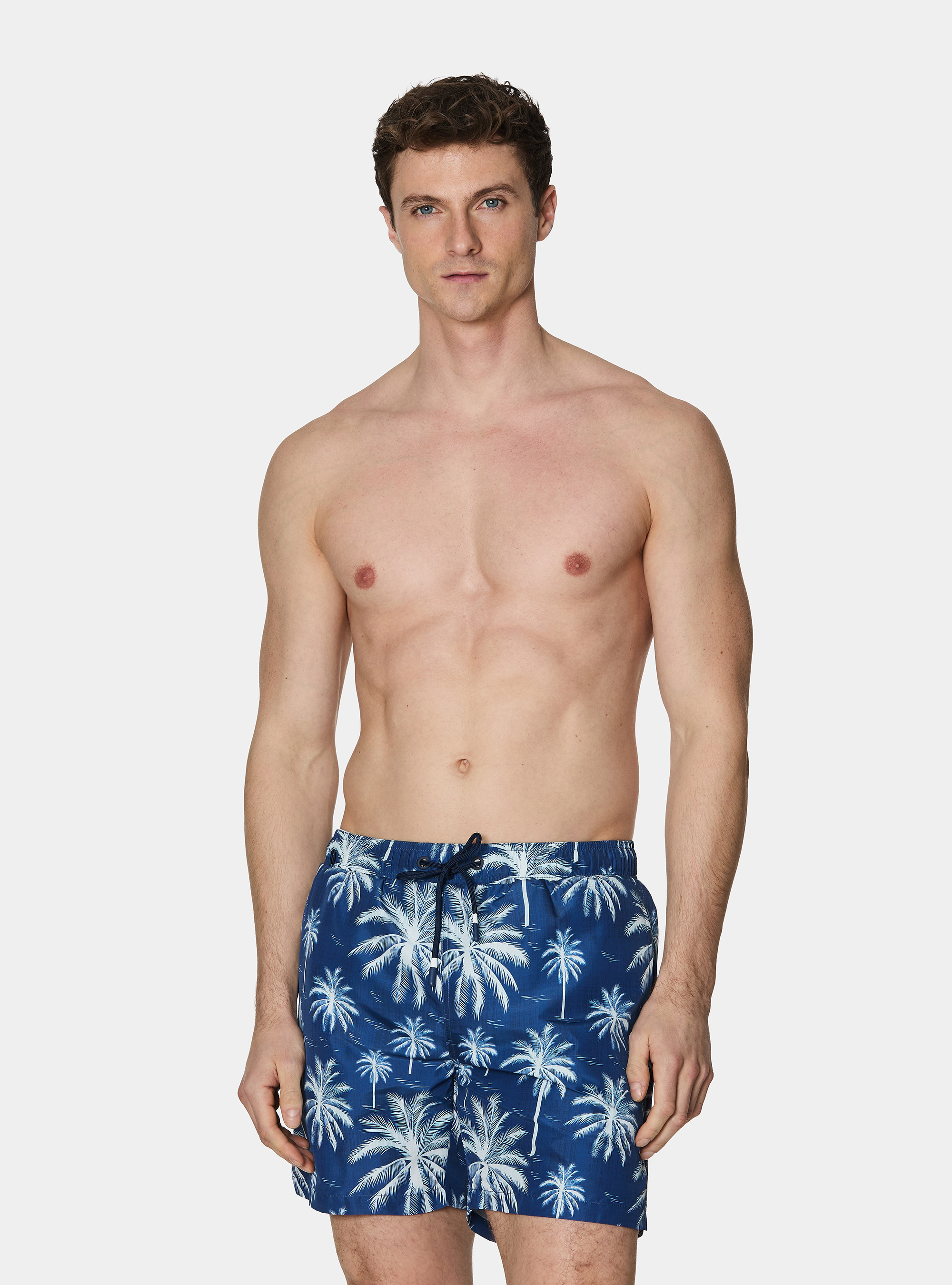 Badeanzug mit Palmenprint, BLUE 0241C