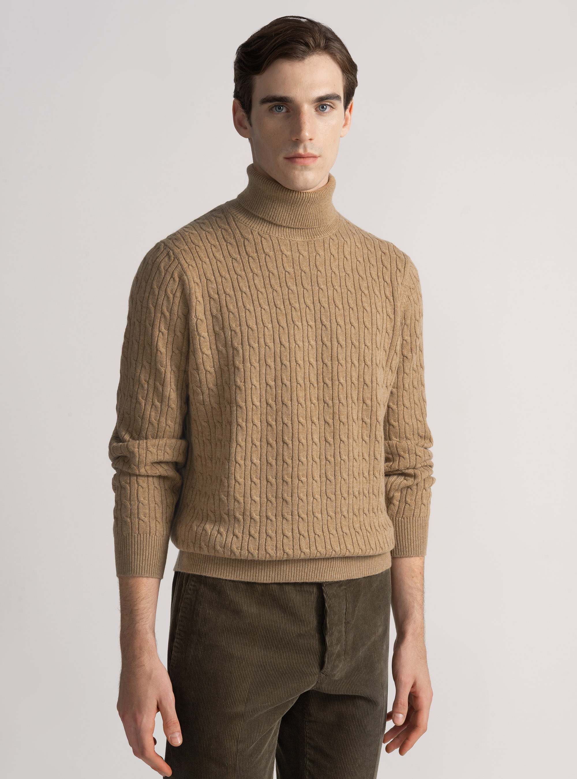 Wool-blend turtleneck sweater with braid, CAMMELLO 0570C