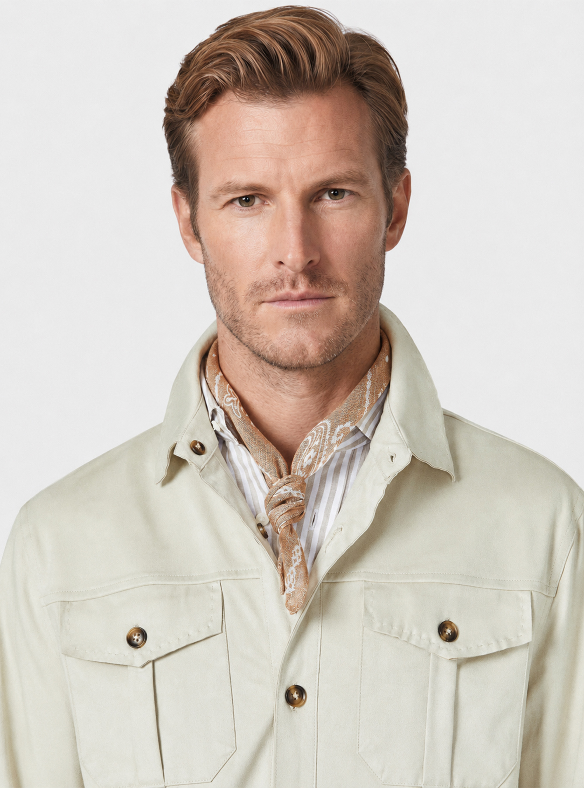 Giacca camicia effetto scamosciato, ECRU
