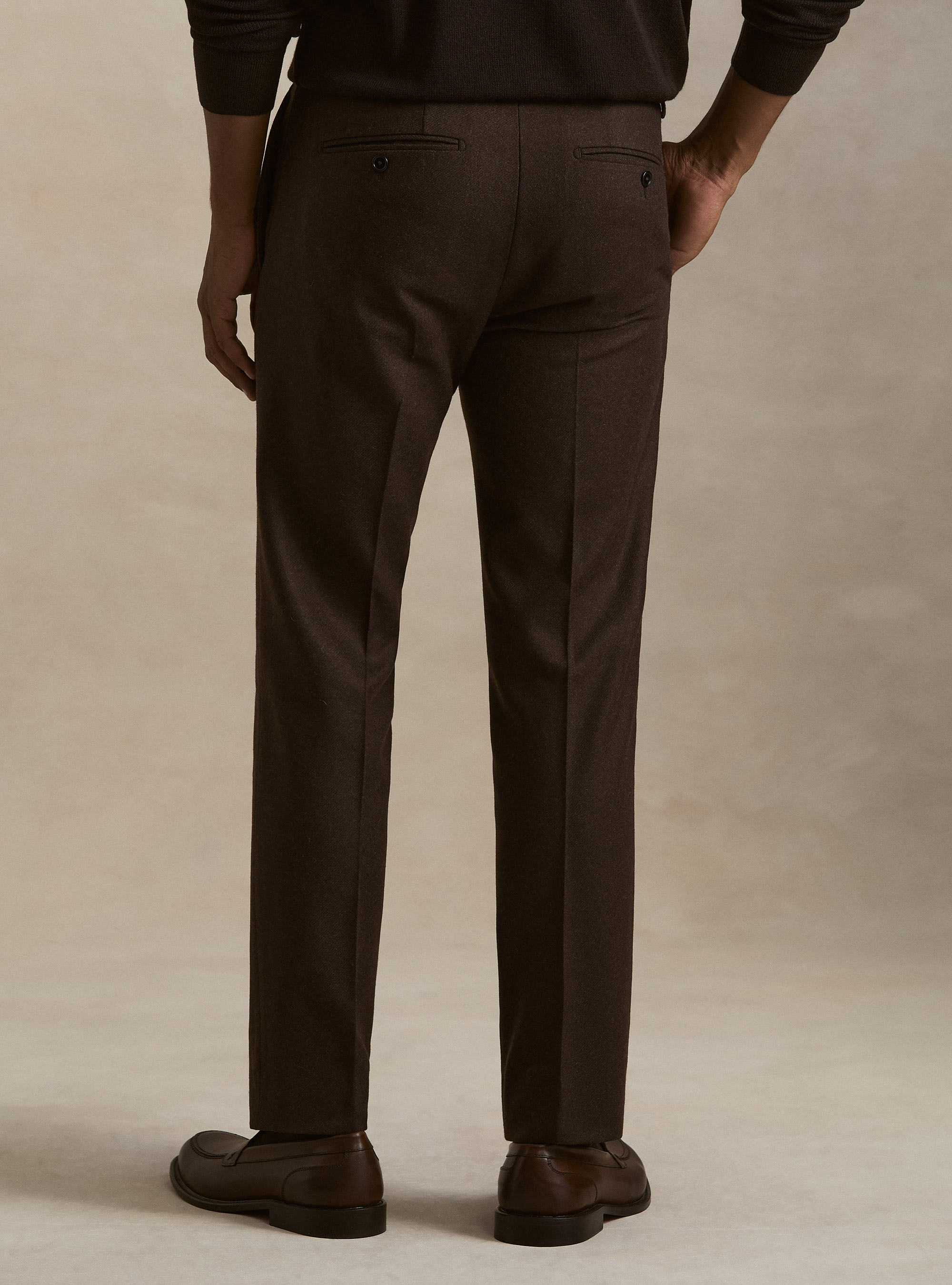 Wool blend flannel trousers, BROWN