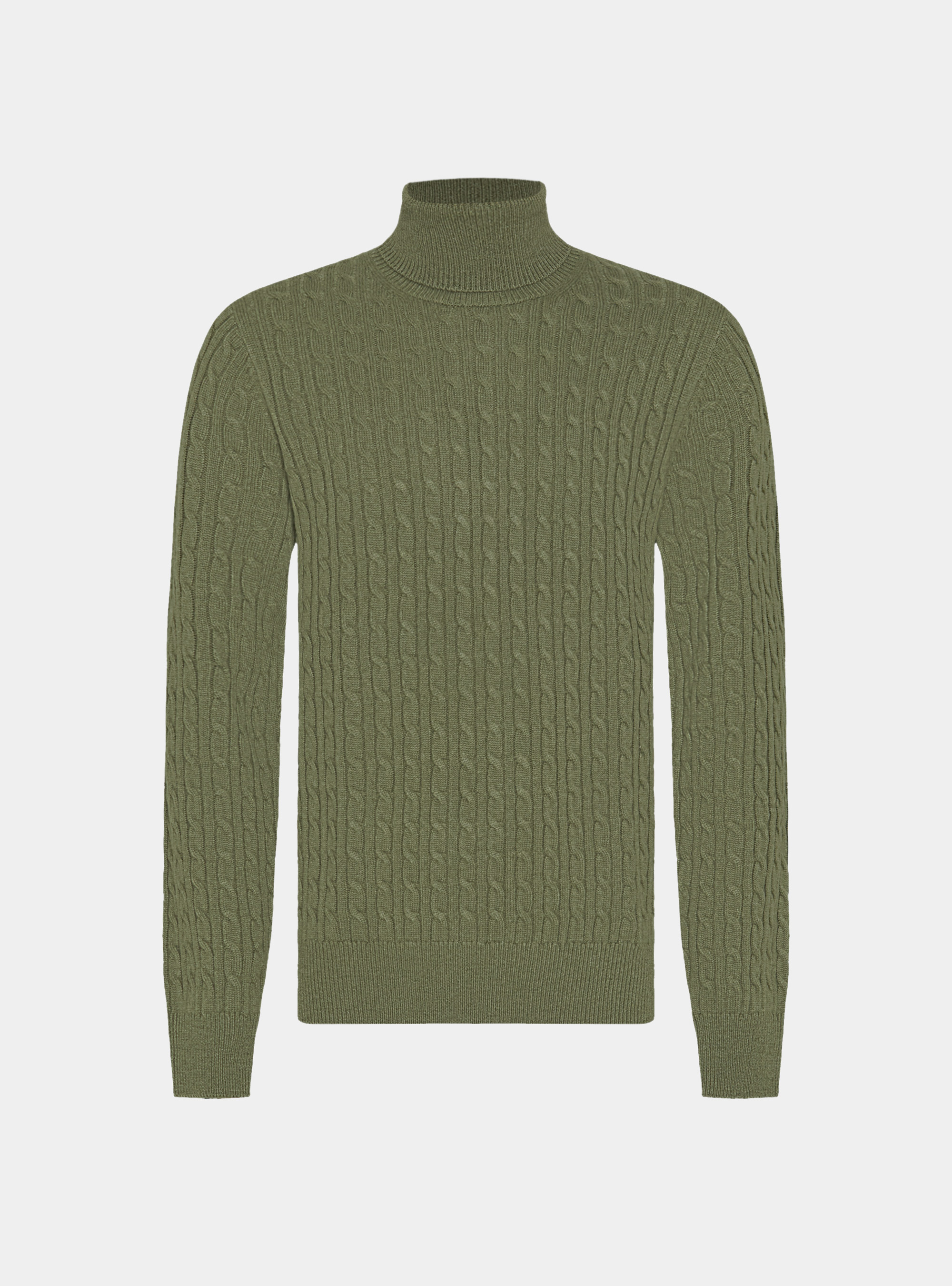 Maglia collo alto con treccia in lana cashmere, SALVIA 0602C