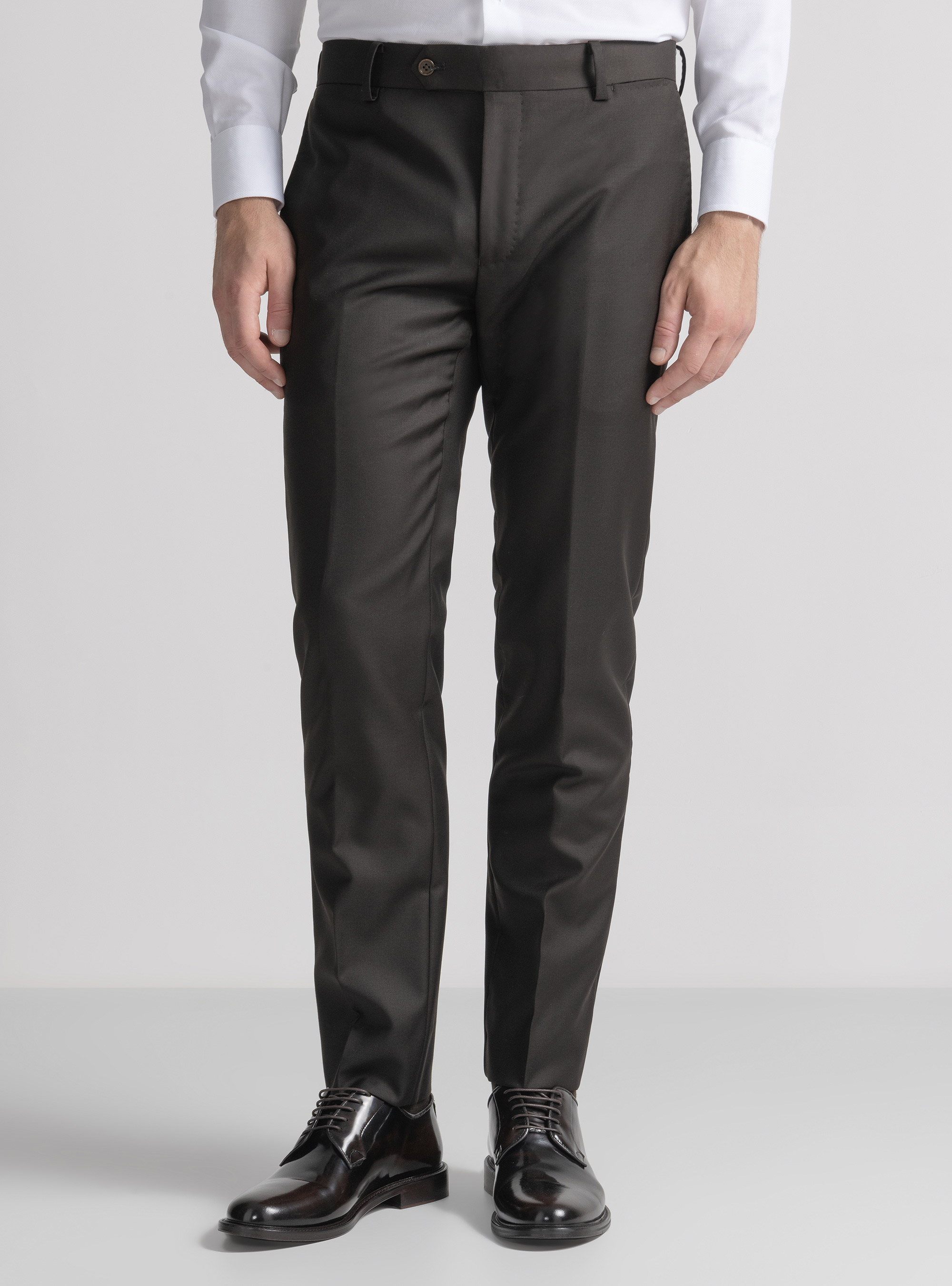 Trousers in pure 110's superfine wool, BROWN