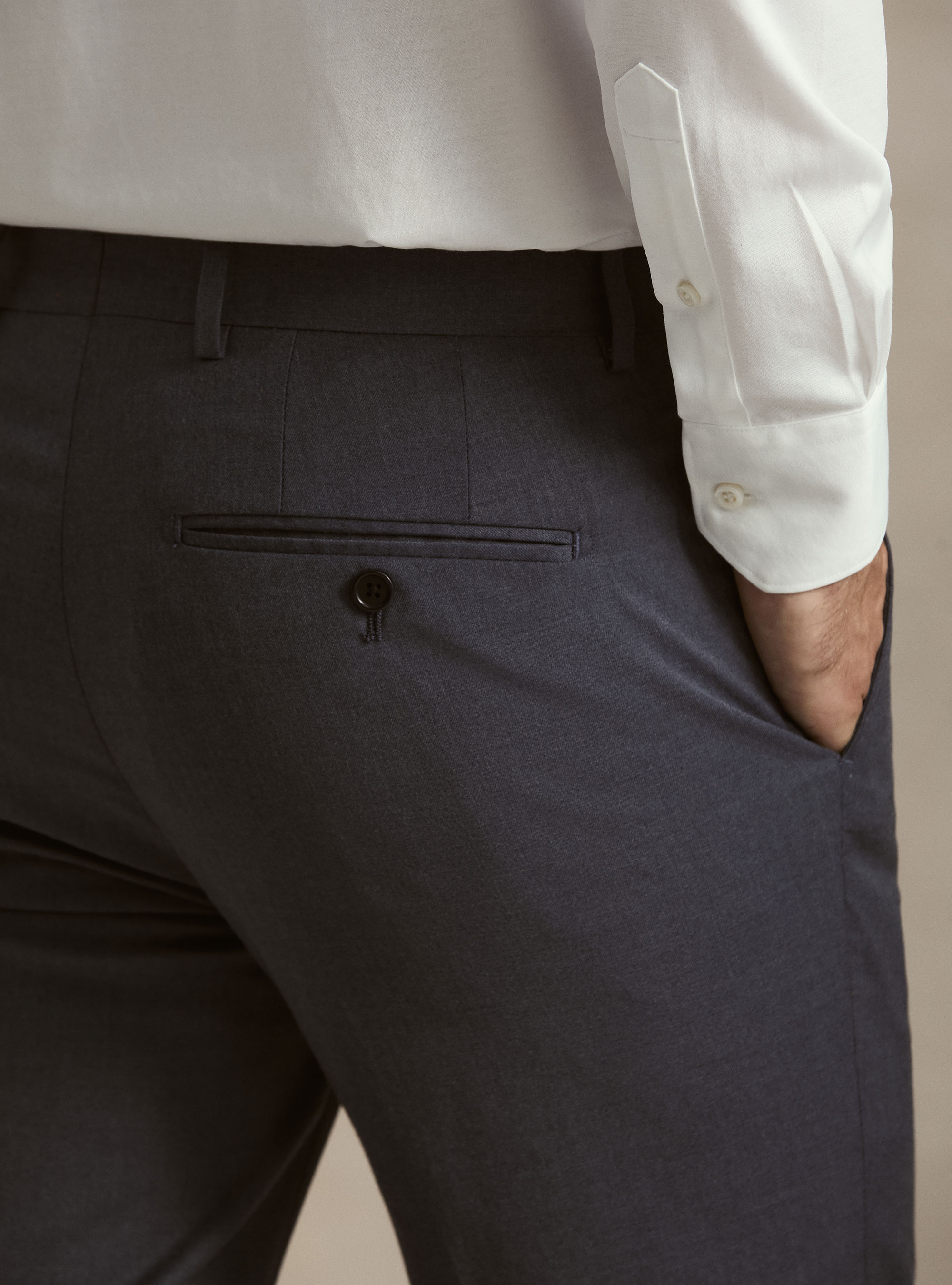 Pantaloni abito classico slim fit, INCHIOSTRO