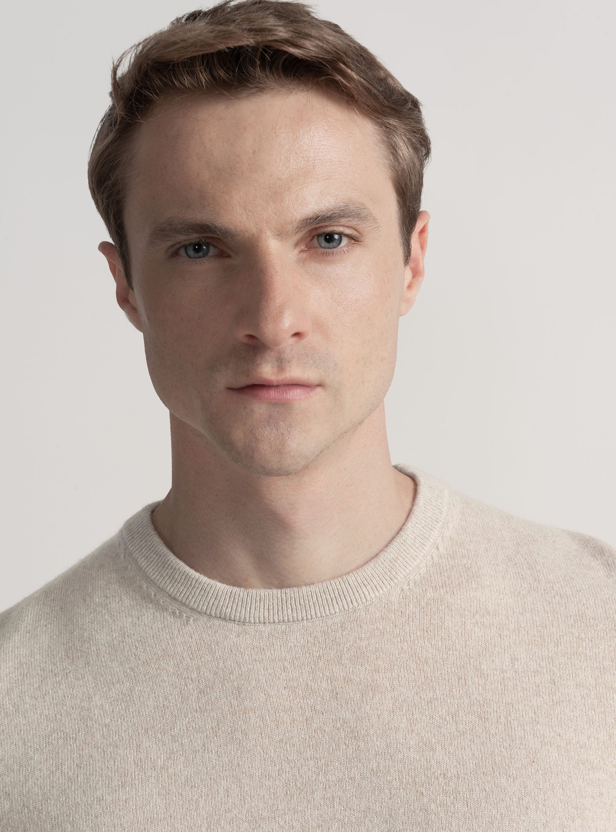 Cashmere crew-neck sweater, ECRU