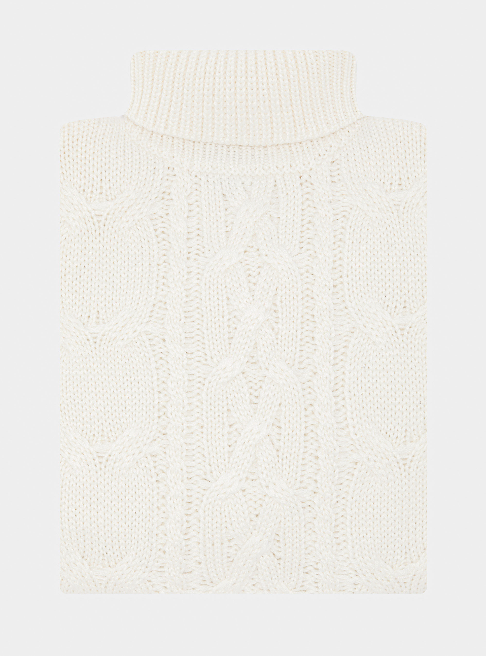 Wool-blend turtleneck sweater with braid, WHITE