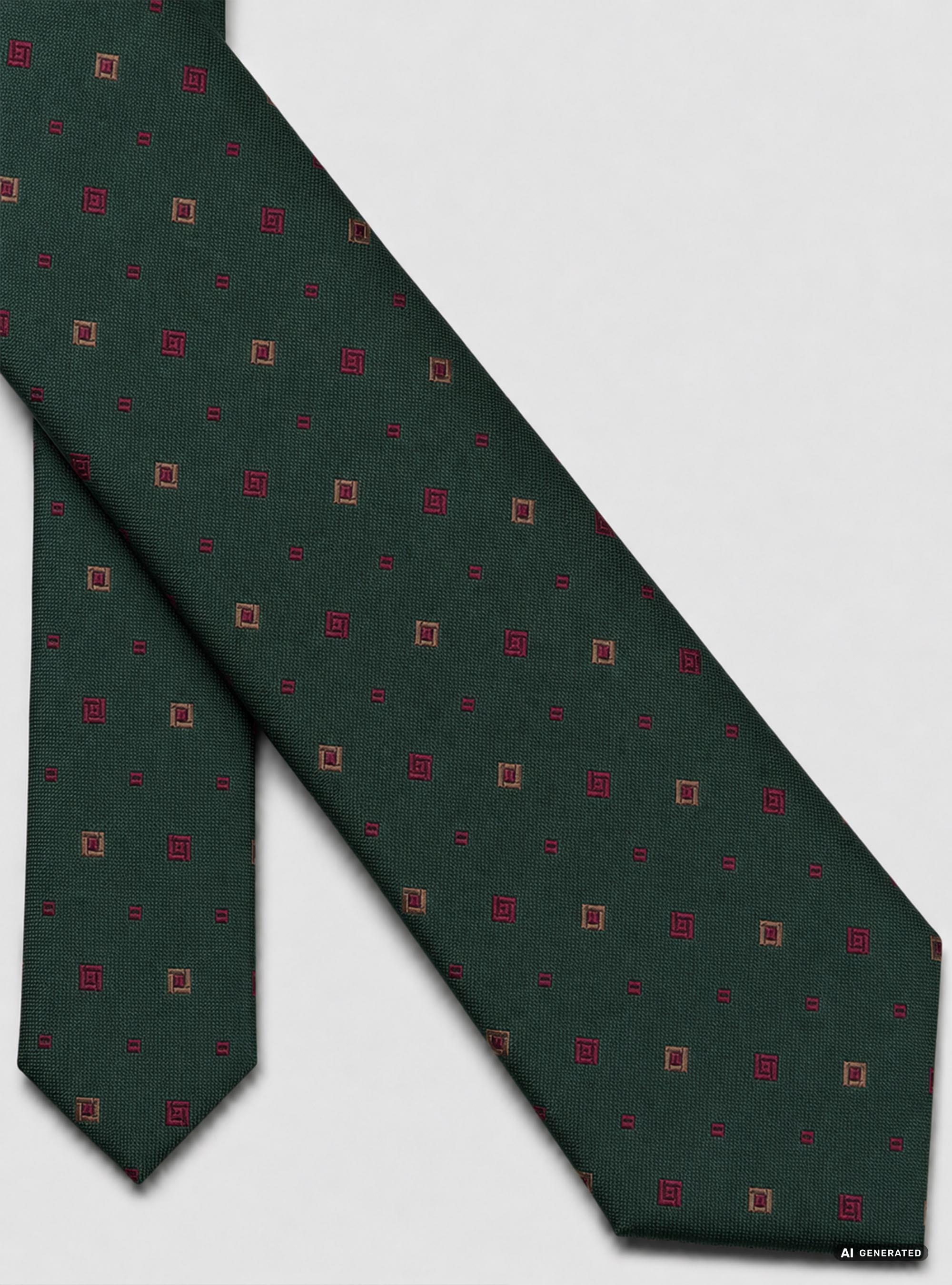 Cravate en soie jacquard &agrave; micro motif, VERT