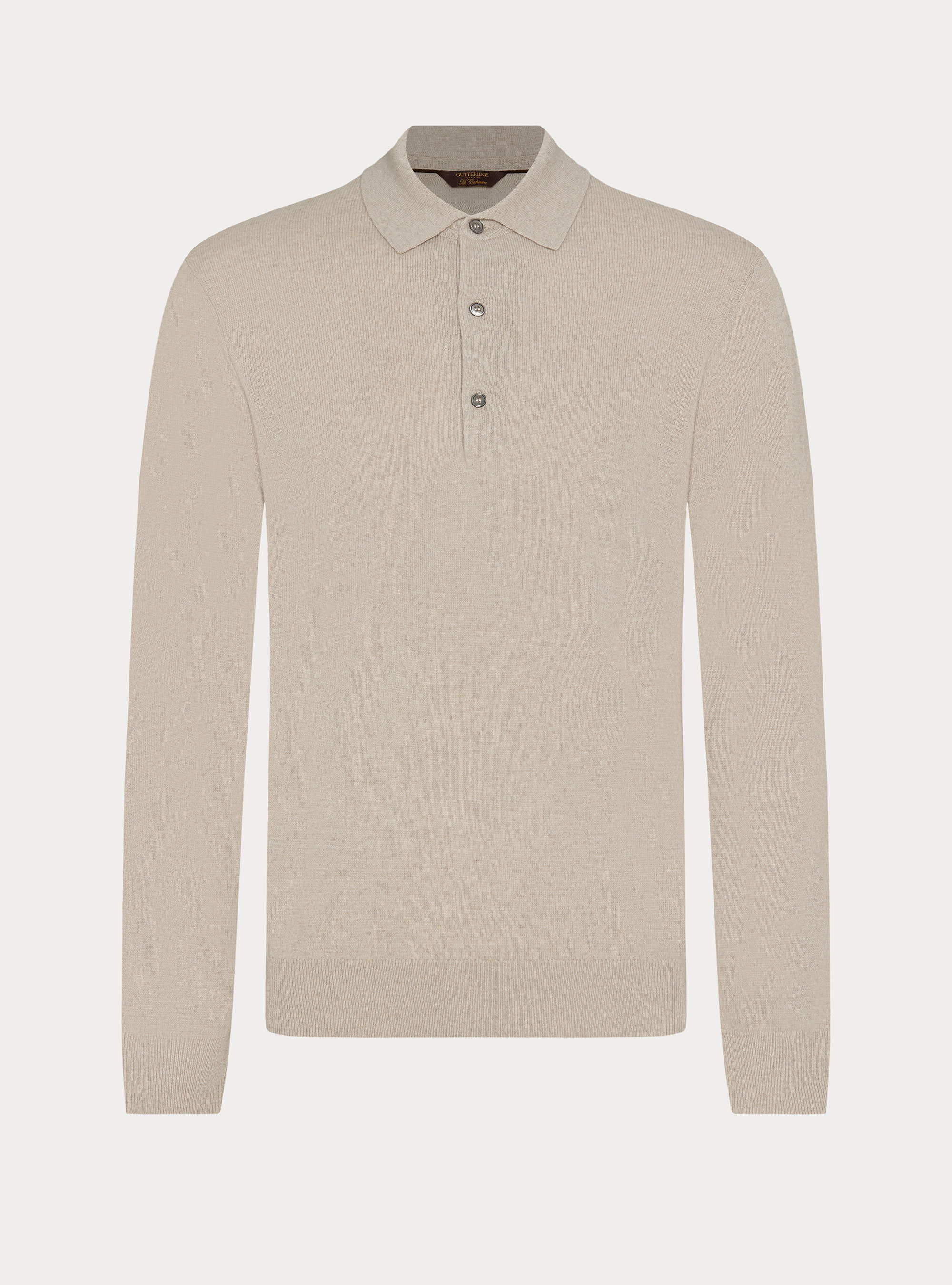Wool and cashmere knitted polo, ECRU