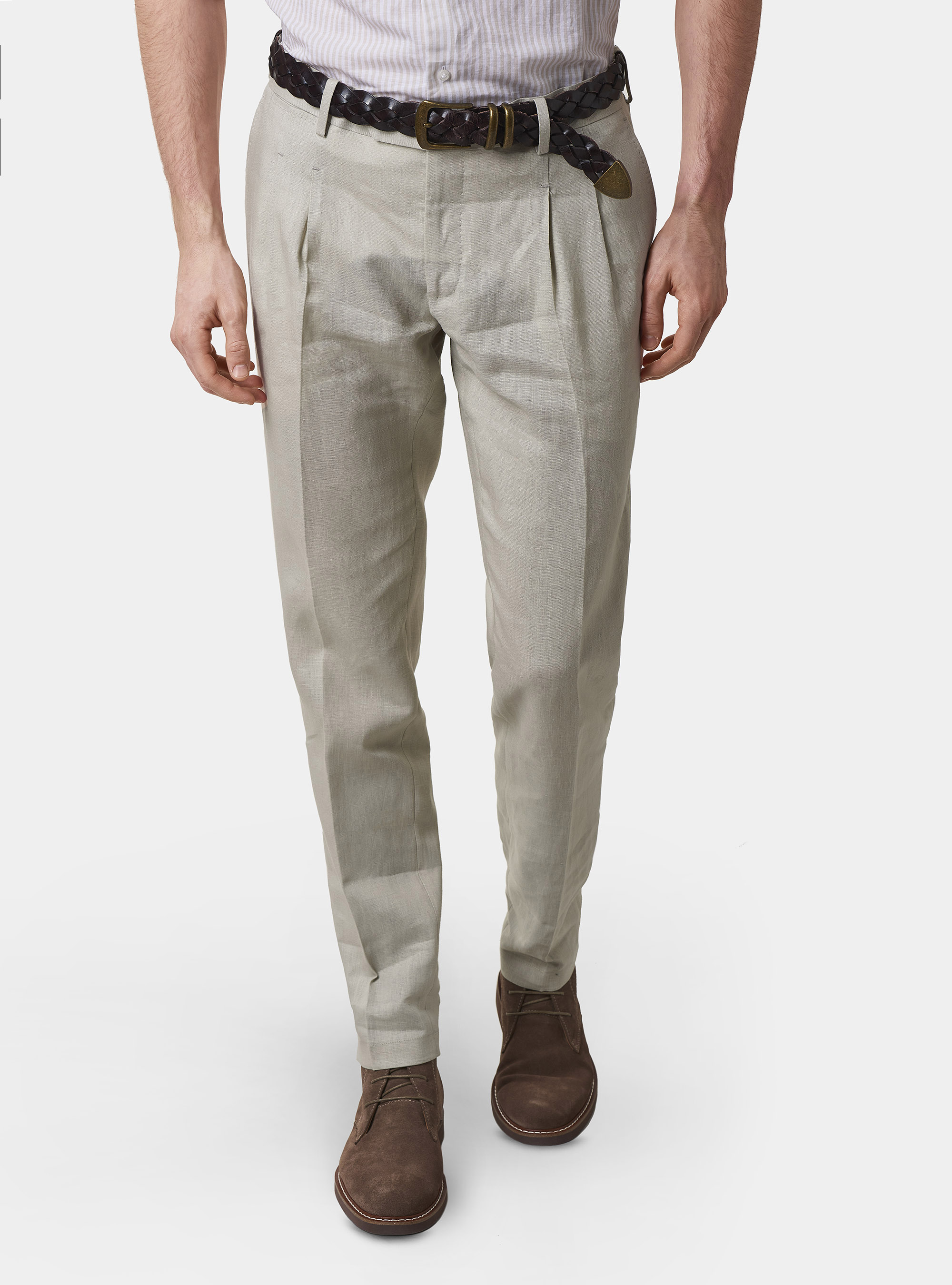 Pantaloni per abito in puro lino, ECRU