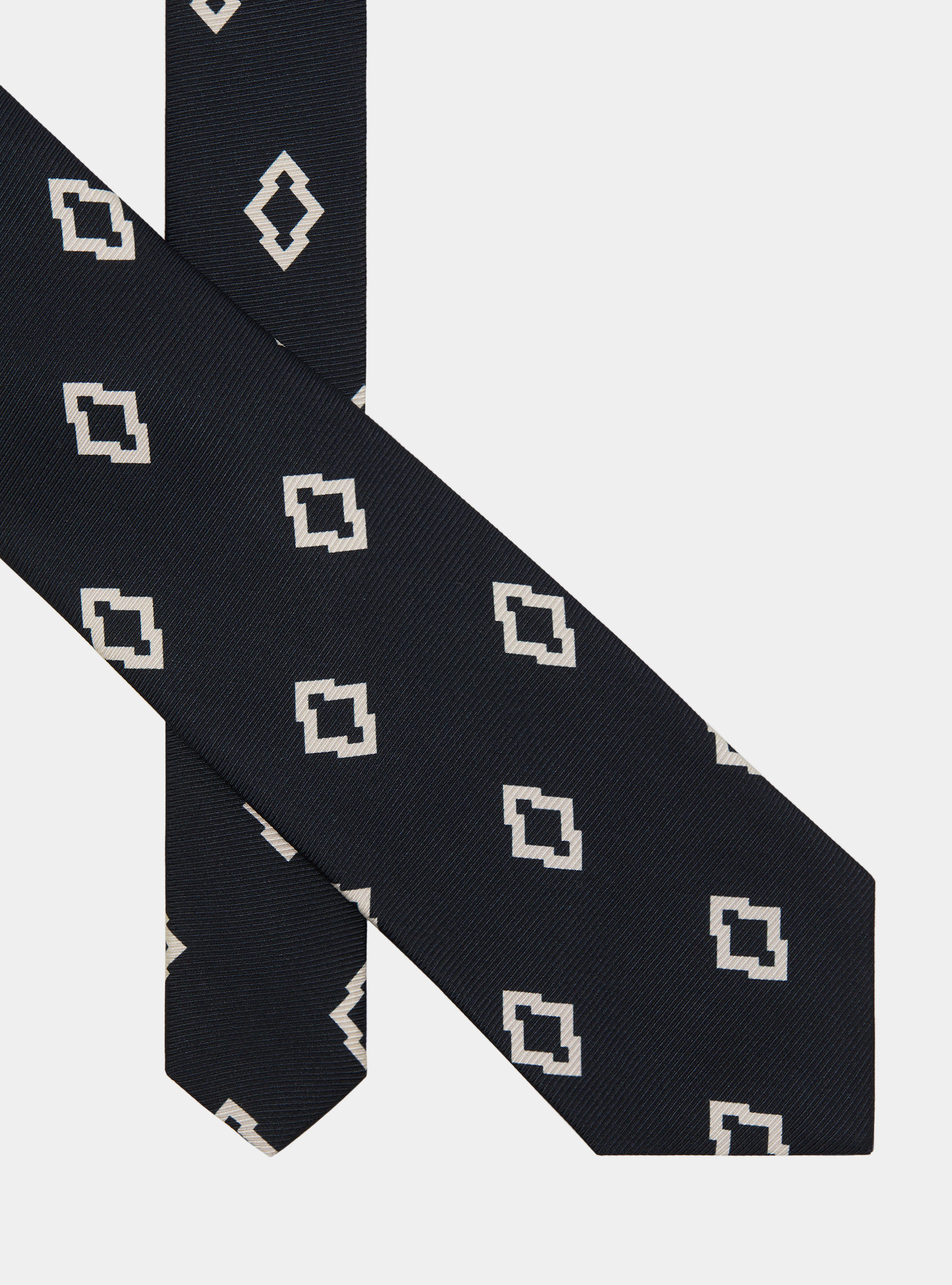Corbata de seda con estampado &eacute;tnico, AZUL MARINO