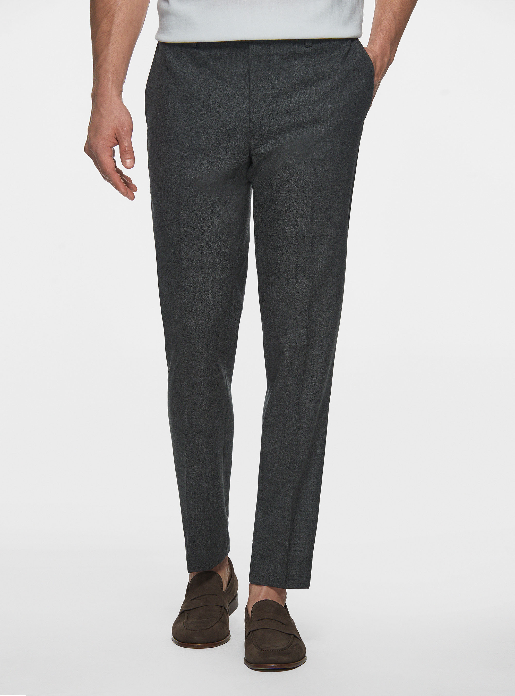 Drop 4 trousers in pure wool, ASFALTO 0112C
