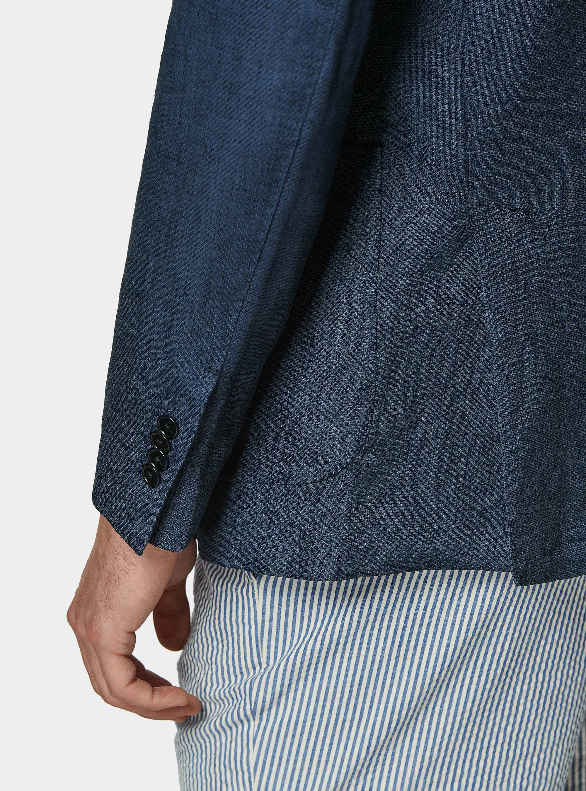 Giacca in misto lino e cotone, BLU NAVY