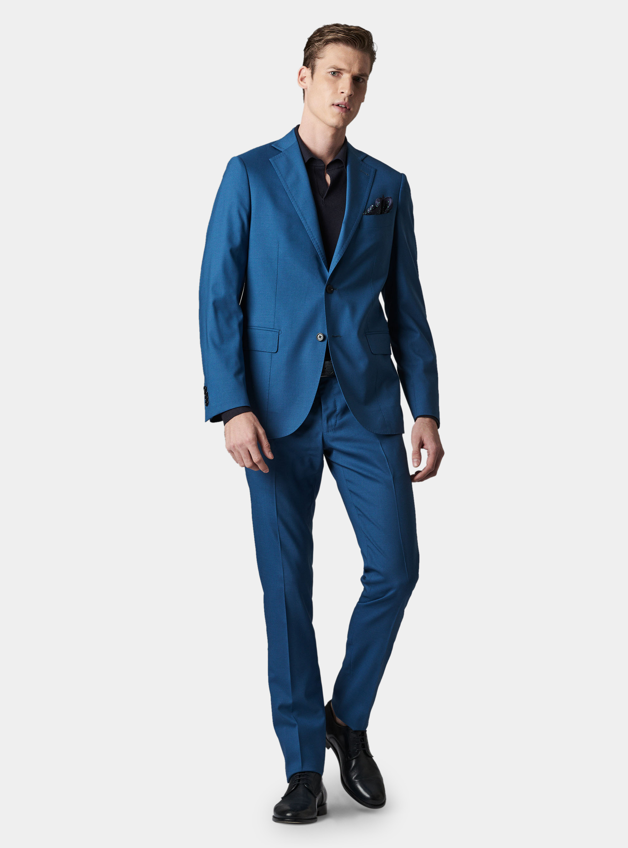 Pantaloni in pura lana superfine 120, BLU ROYAL