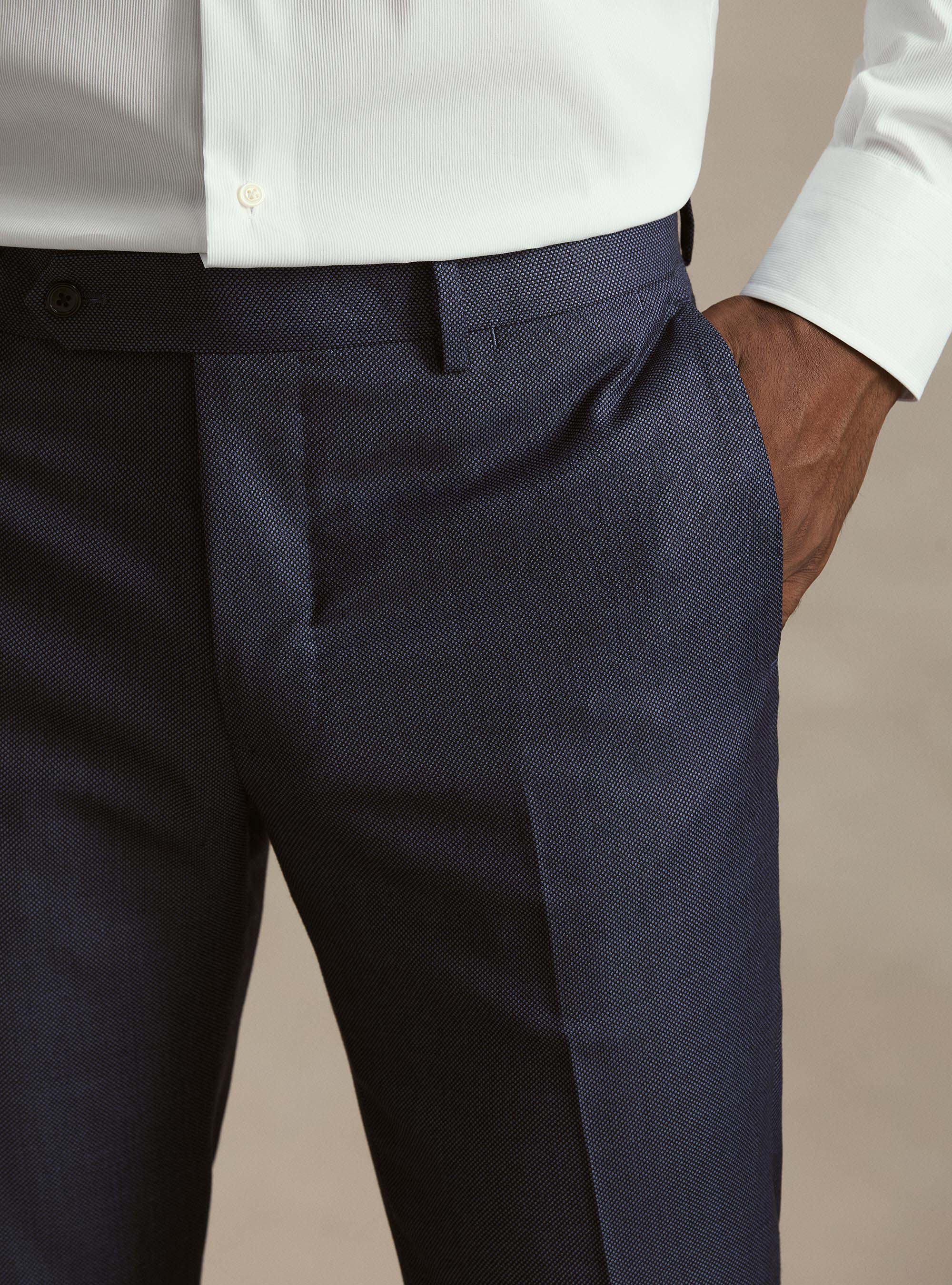 Pantalones de traje de pura lana ojo de perdiz Vitale Barberis Canonico, AZUL TINTA