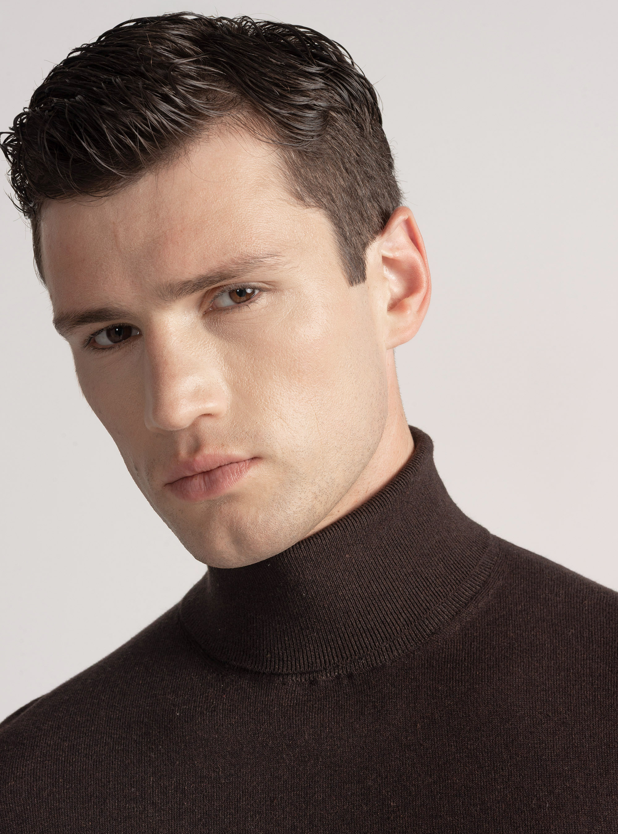 Dolcevita in cotone seta e cashmere, MARRONE