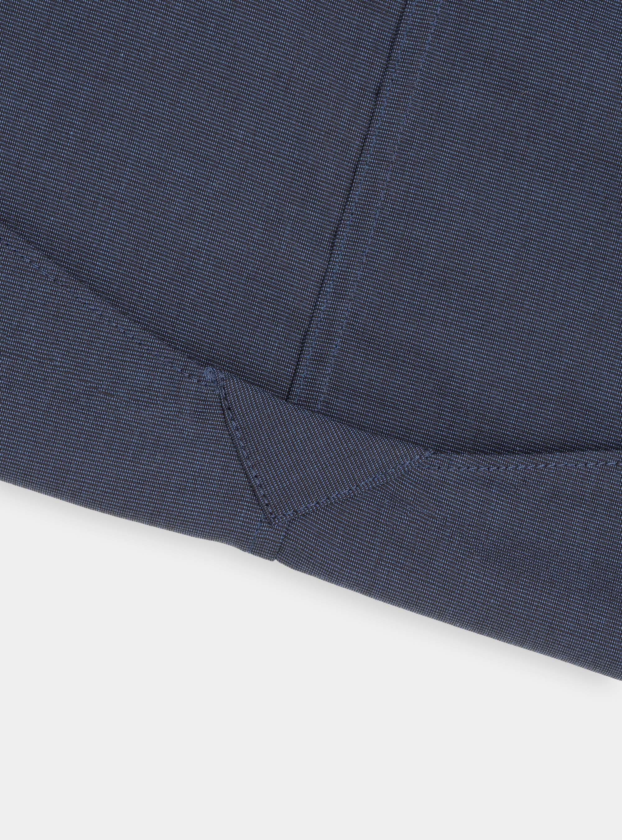 Camicia in cotone fil a fil con collo semi francese, BLU NAVY