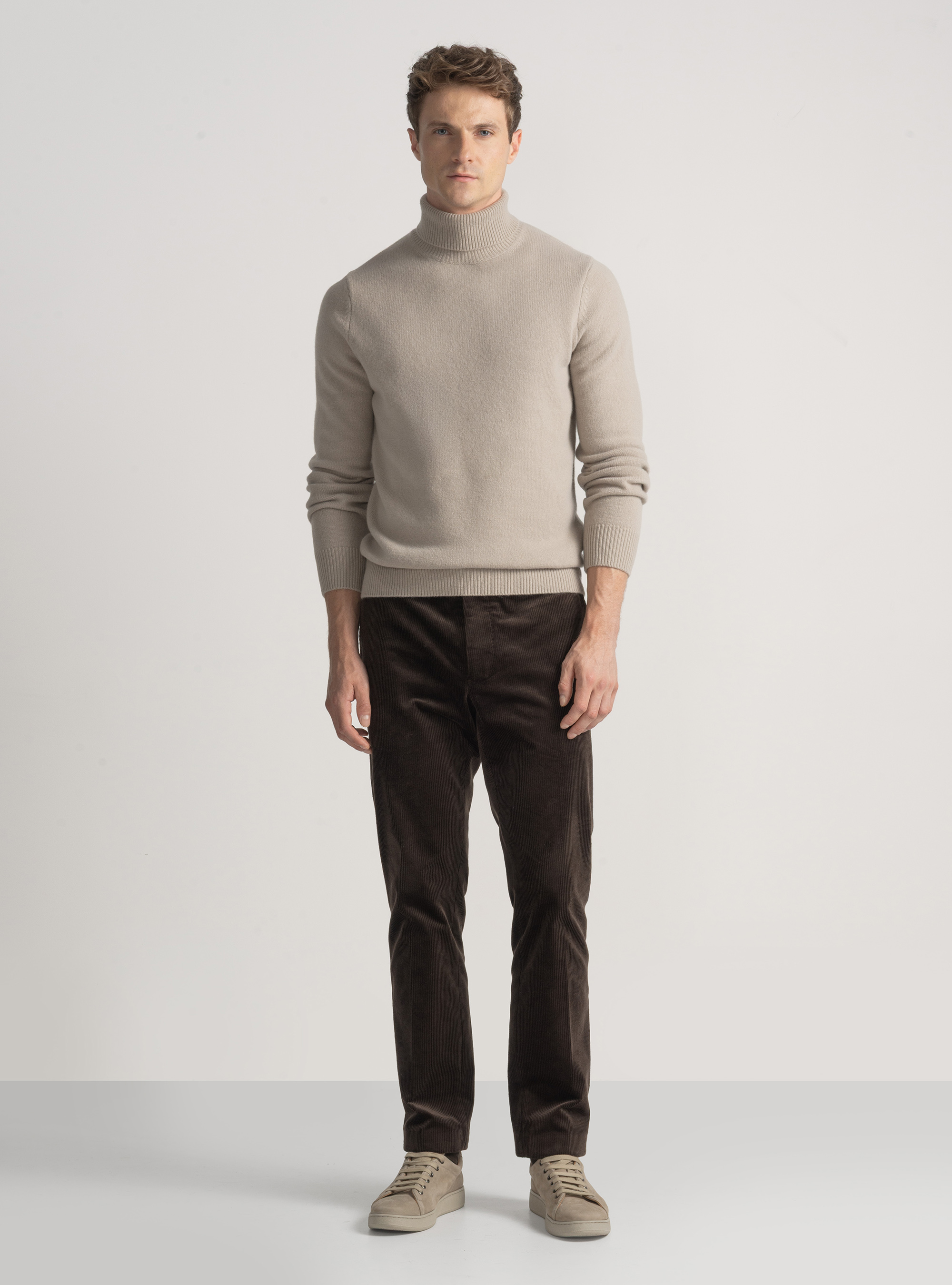 Merino wool turtleneck sweater, SAND