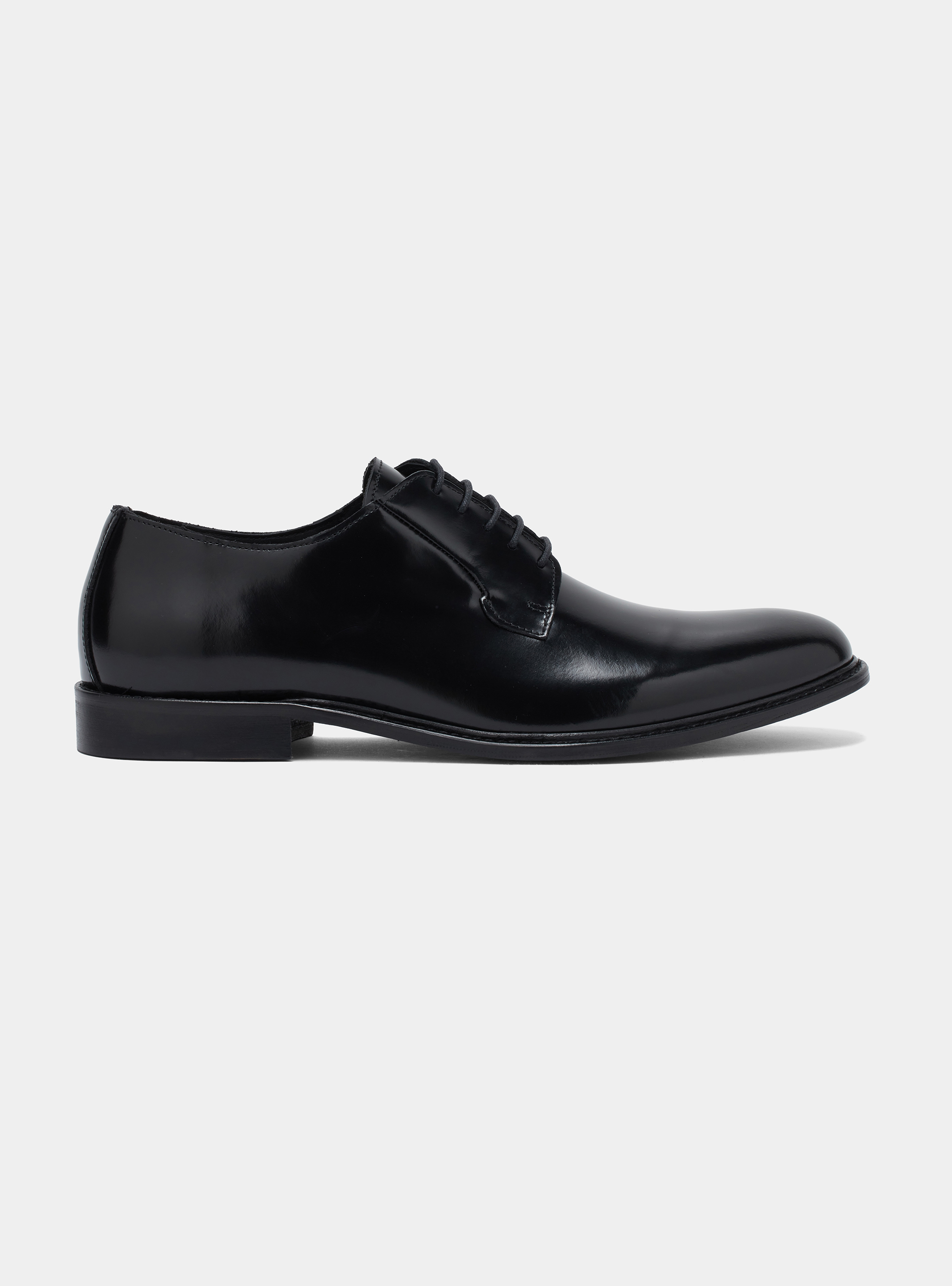 Derby allacciata in pelle abrasivata, BLACK
