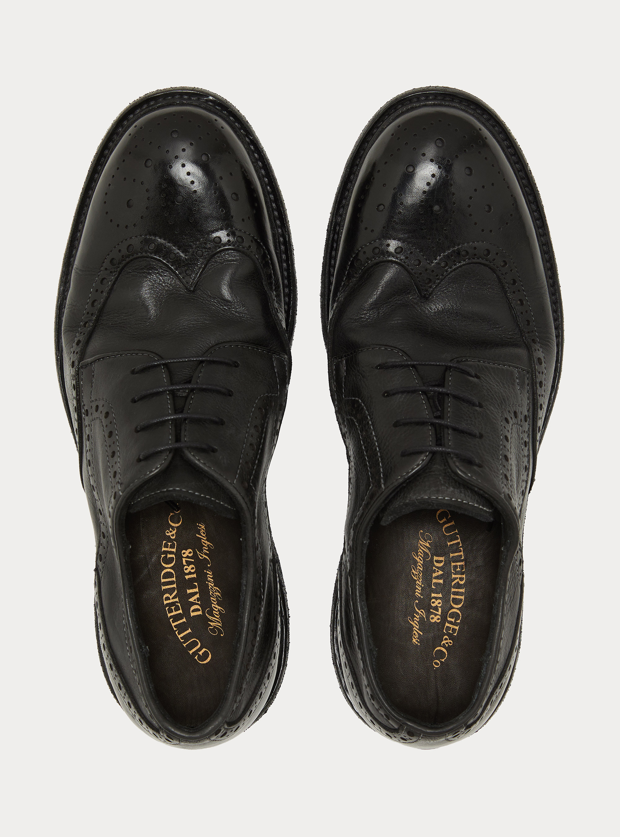 Textured Leather Lace-Up Derby Shoes, BLACK