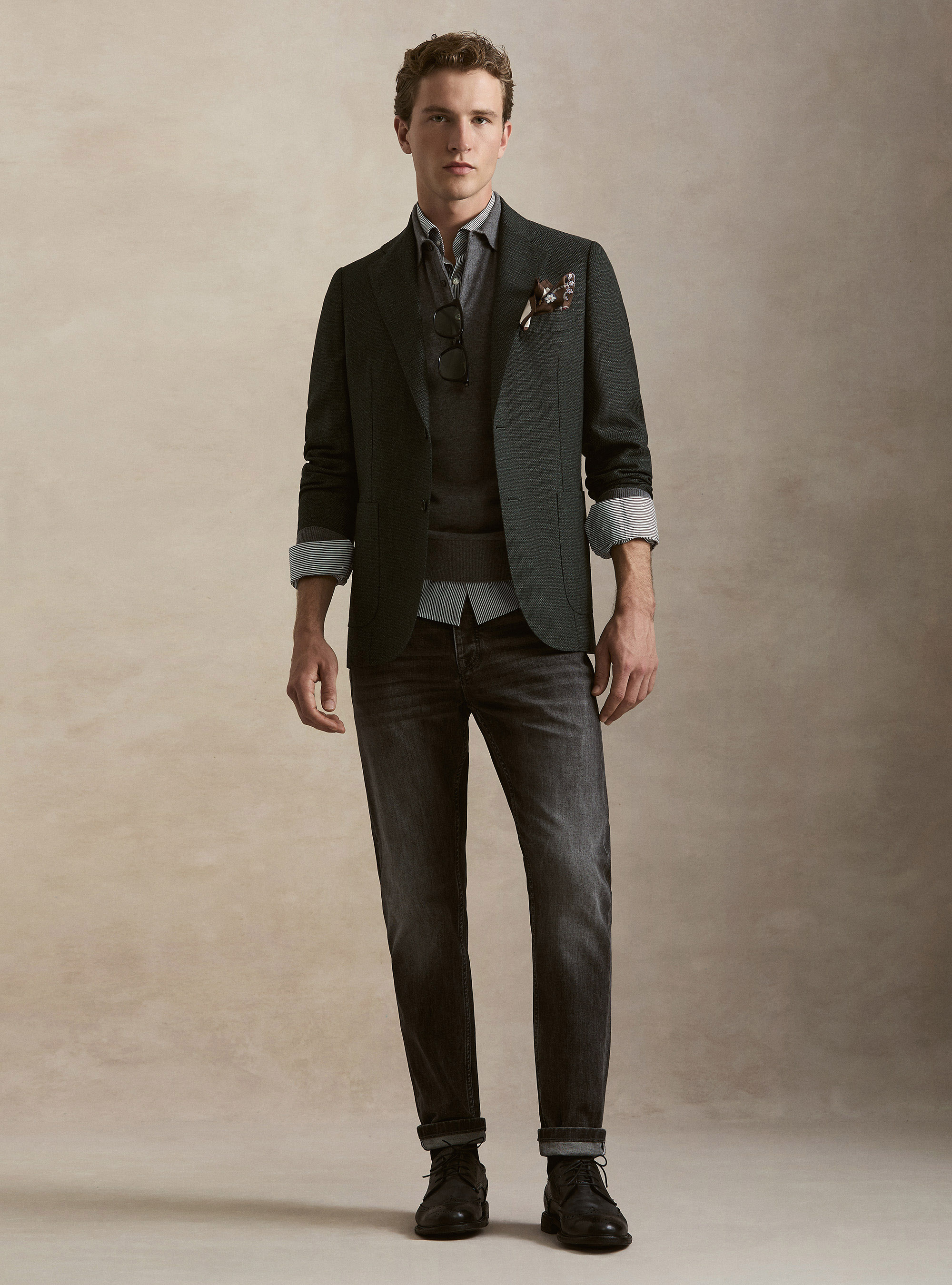 Wool Hopsack Blazer, GREEN