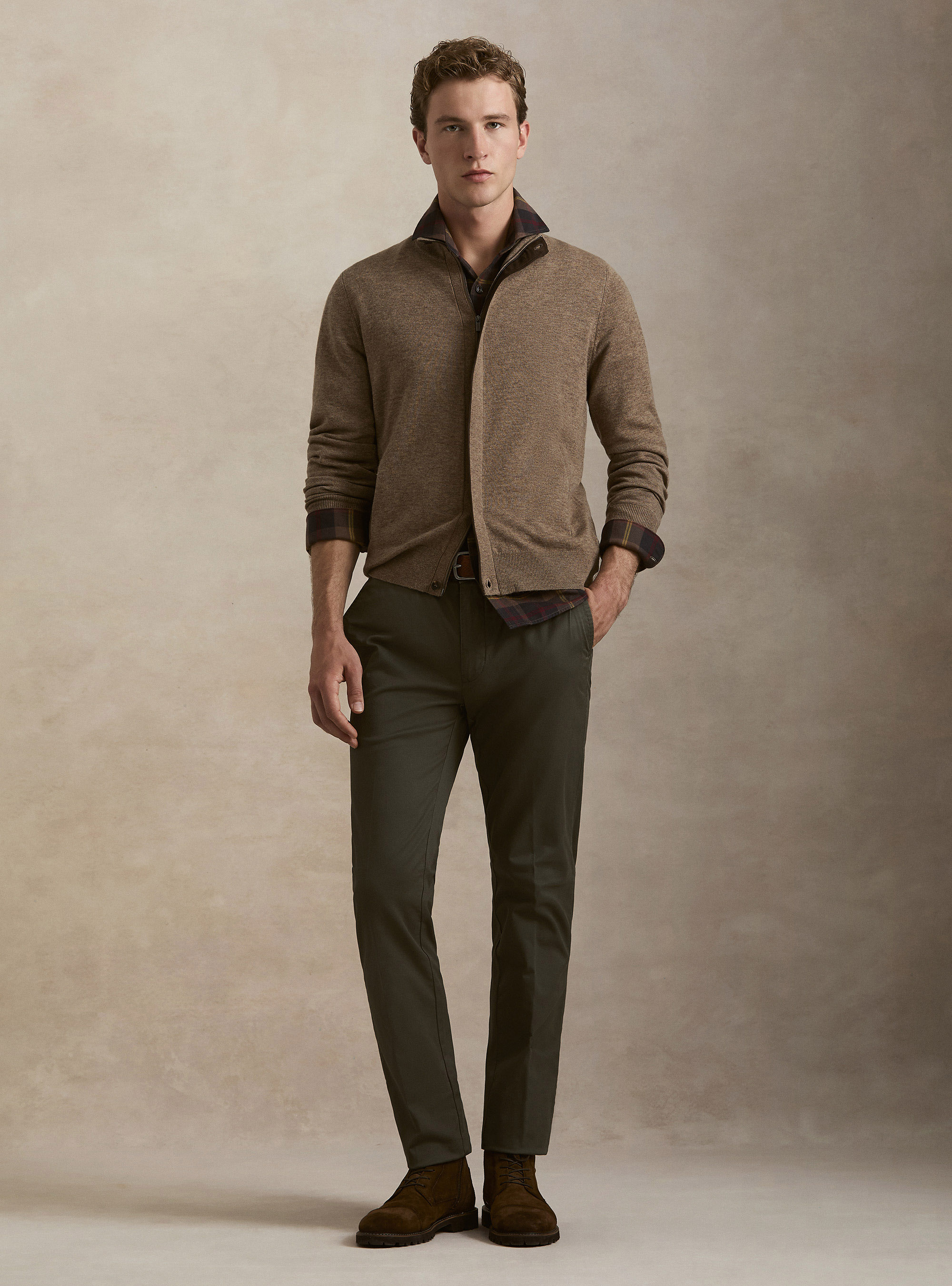 Cardigan con zip in maglia in lambswool e cashmere, FANGO