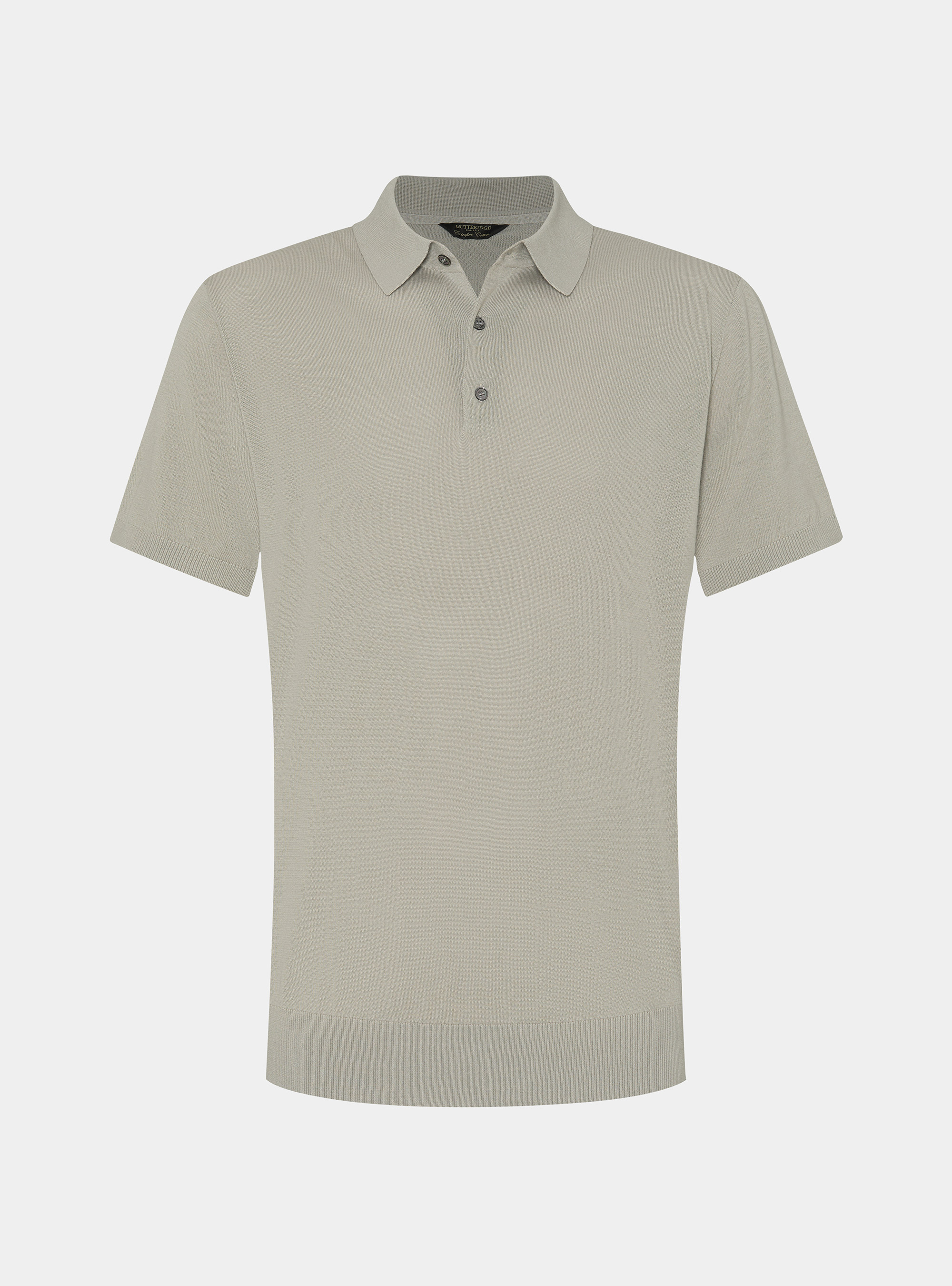 Extra-fine cotton knit polo shirt, SAND