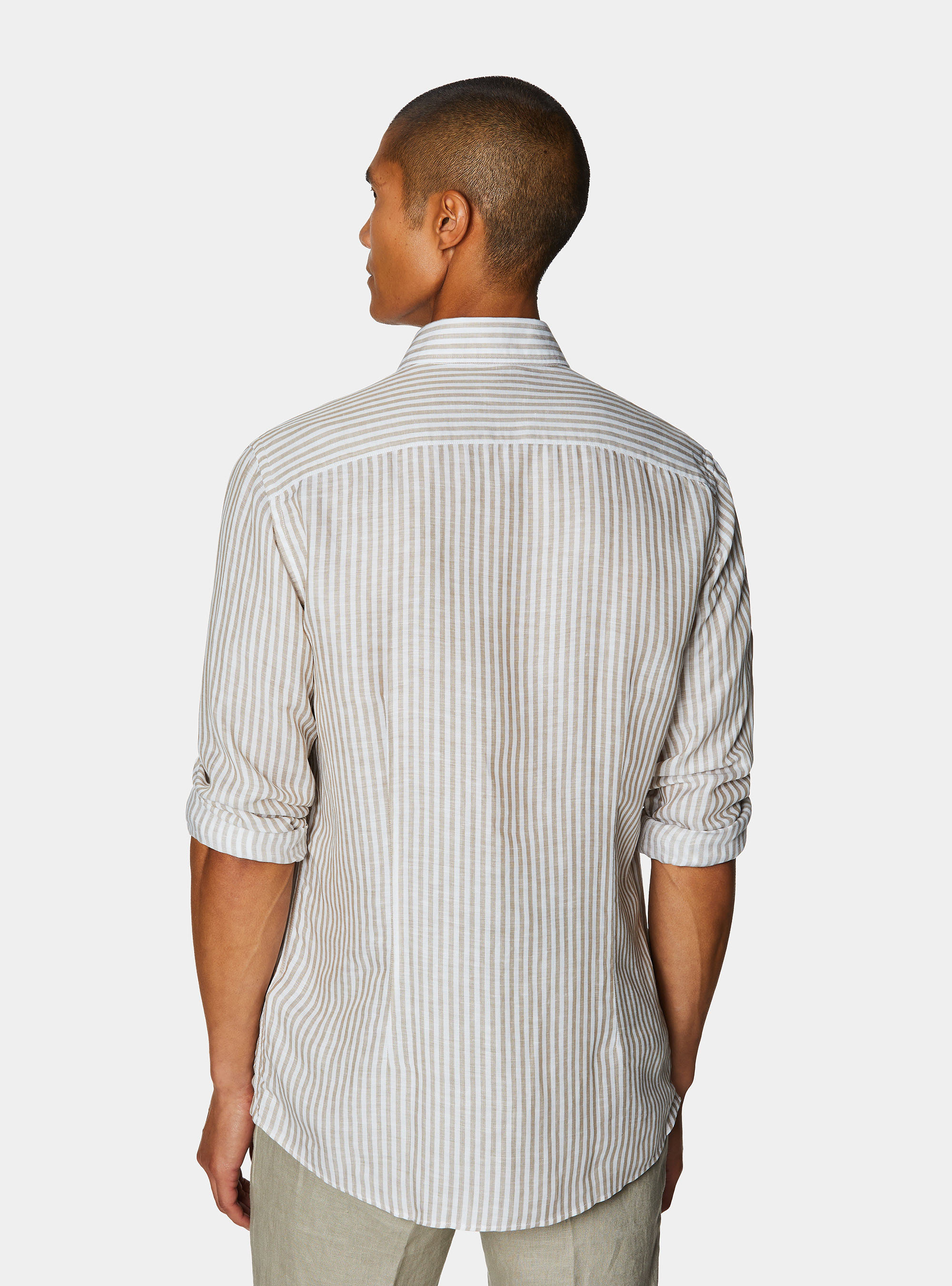 Linen blend striped shirt, SAND